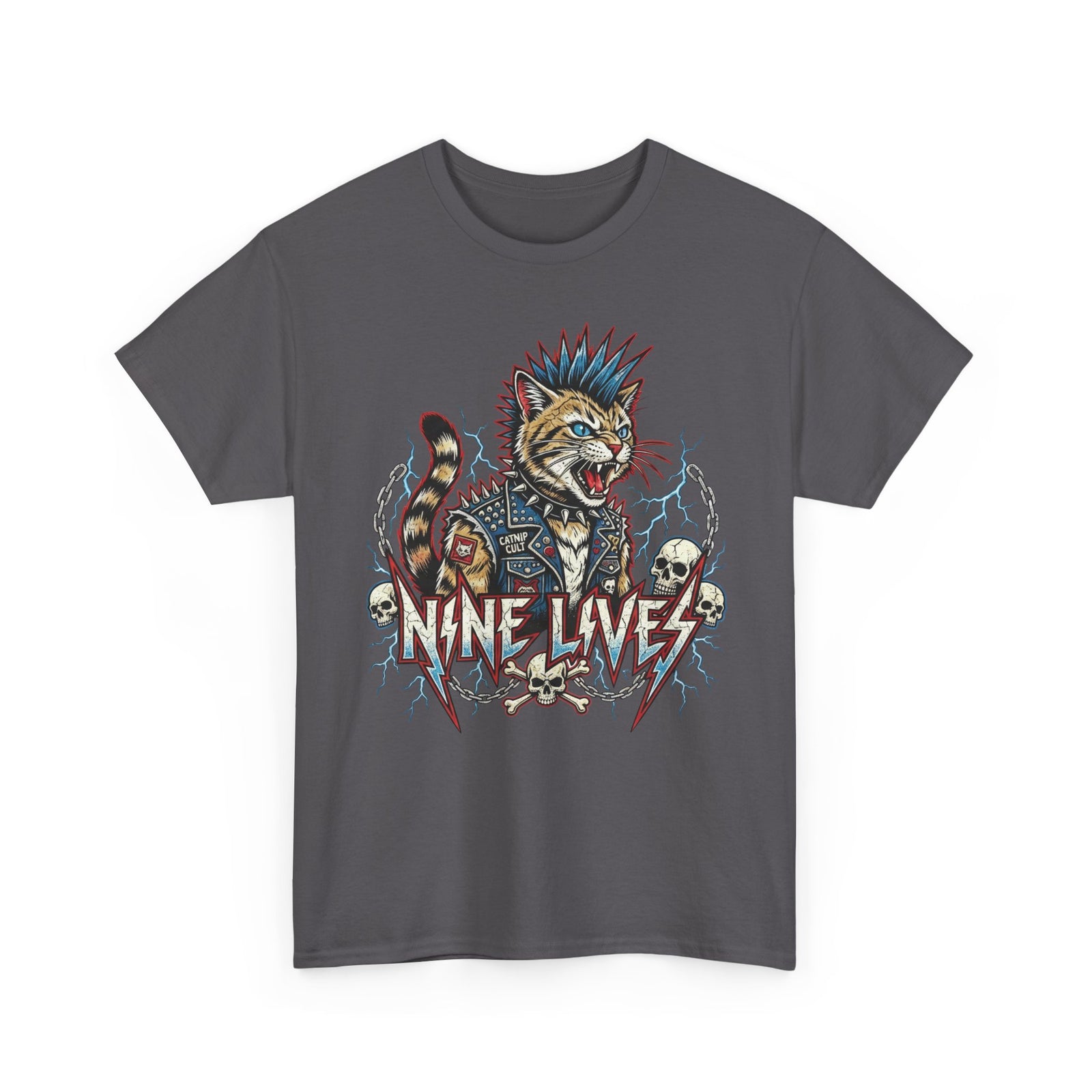 Nine Lives Cat T-Shirt — Retro Feline Graphic Tee