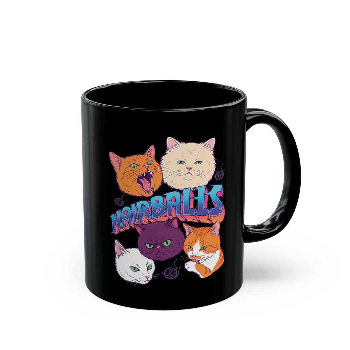 Cats Hairballs Black Mug — Funny Cat Lover Mug