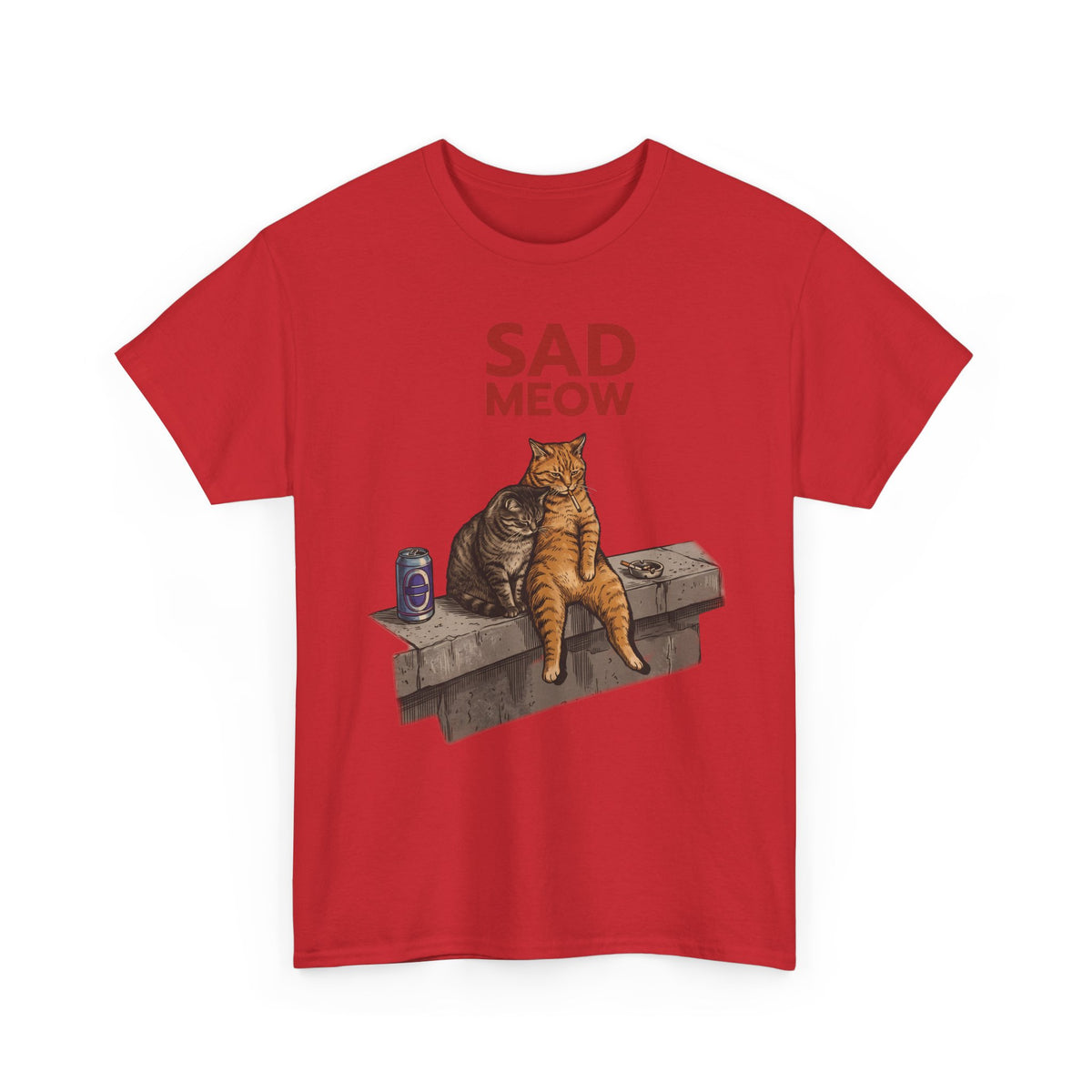 Sad Meow T-Shirt — Funny Depressed Smoking Cats Graphic Tee