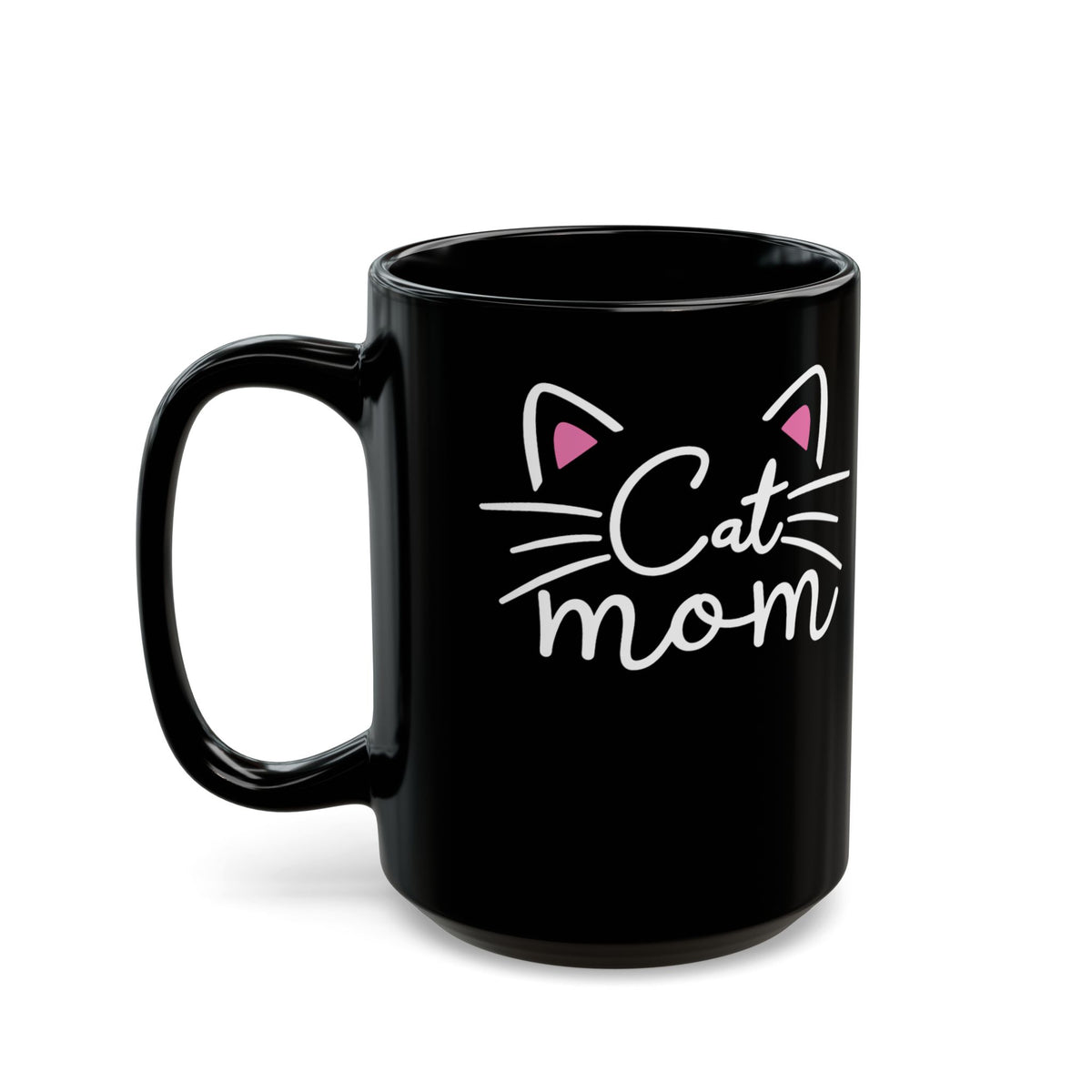 Cat Mom Black Mug - Cute Cat Lover Gift for Women