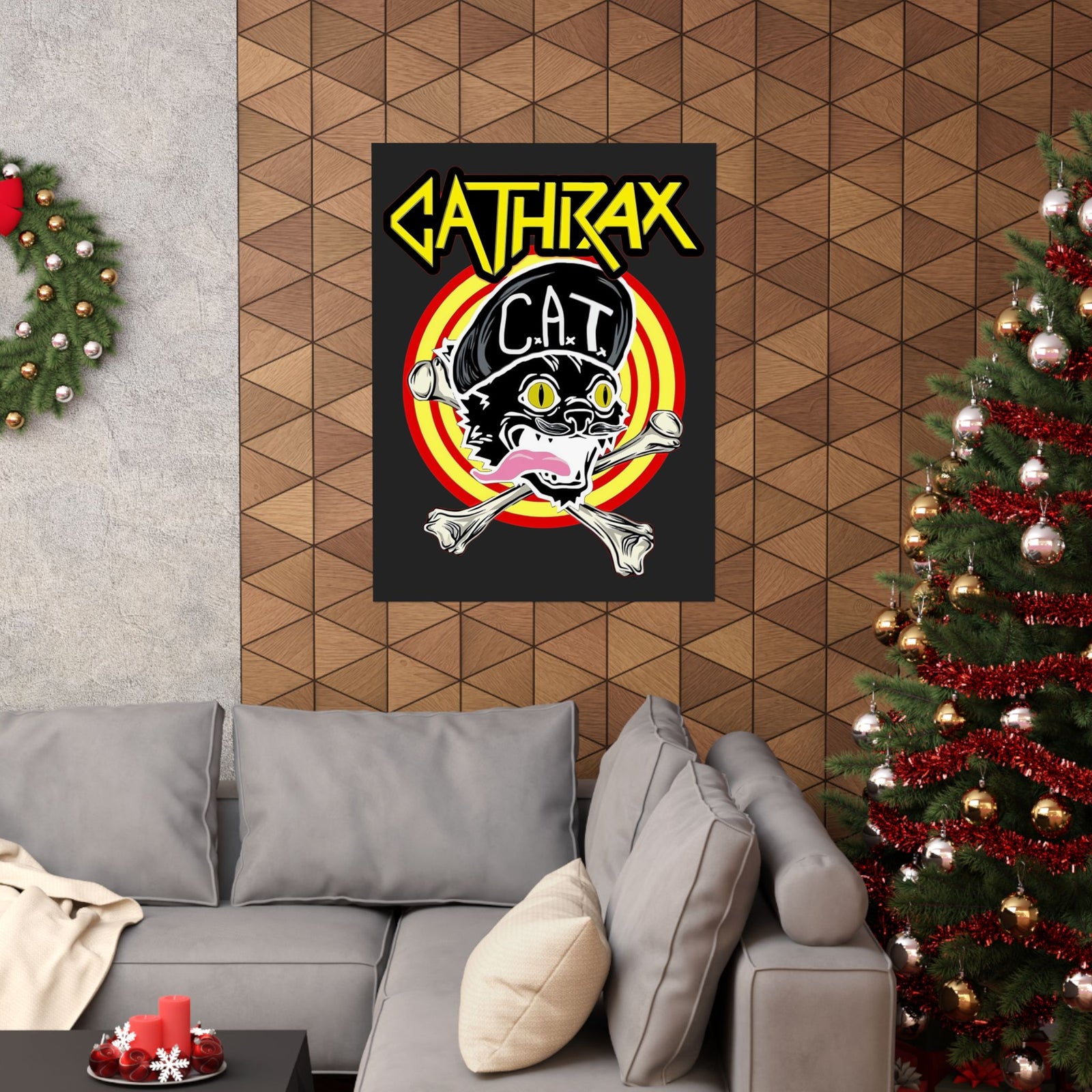 Cathrax Parody Cat Poster — Heavy Metal Band Cat Graphic Poster