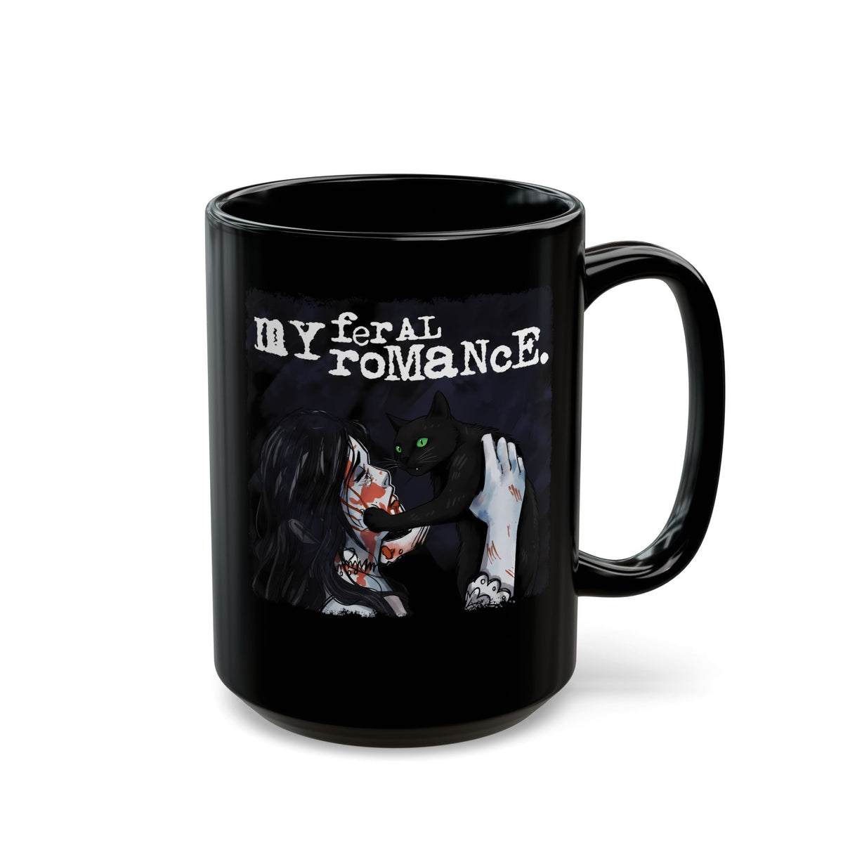 Cat Romance Mug  Cute Cat & Human Love Illustration