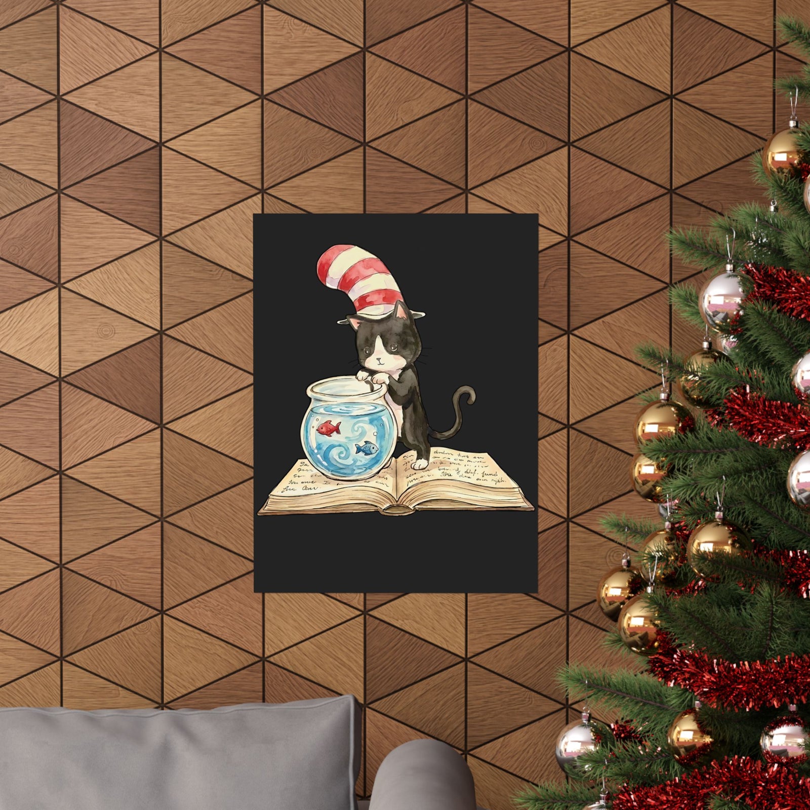 Tuxedo Cat 'Red Fish Blue Fish' Poster