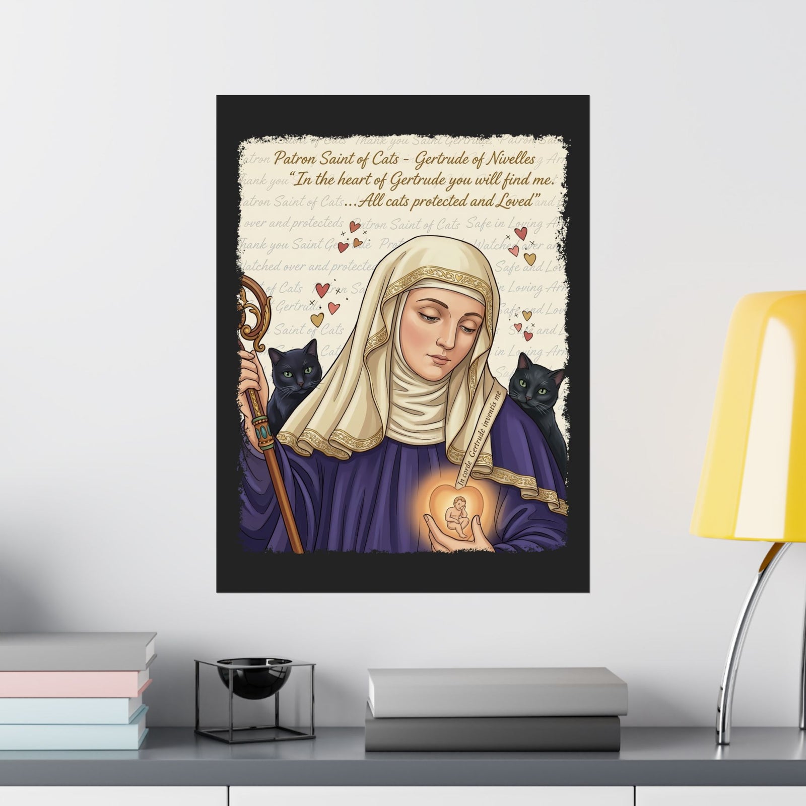 Gertrude of Nivelles "All Cats Protected and Loved" Poster