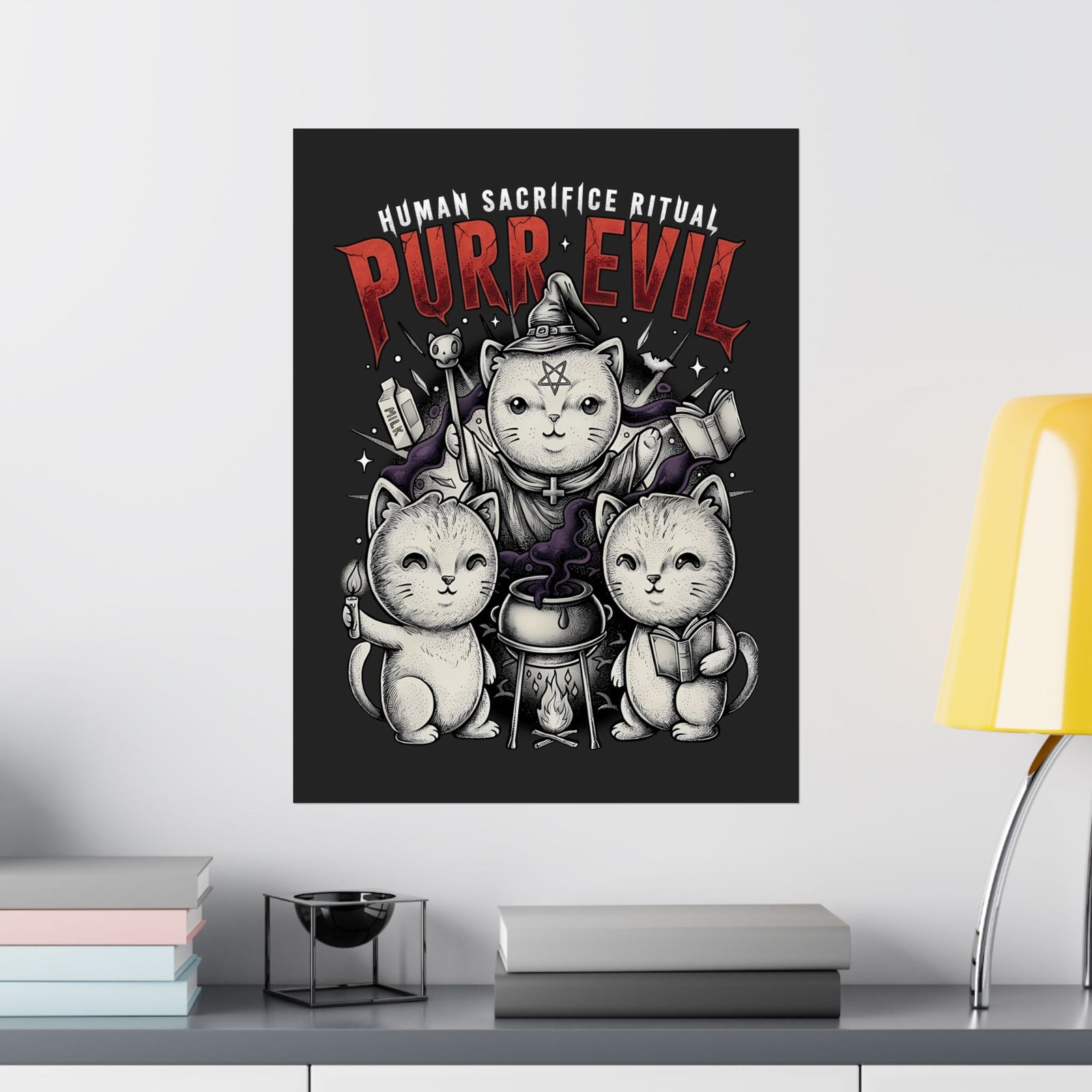 Purr Evil Witch Cats Poster — Spooky Alternative Magic Wall Art