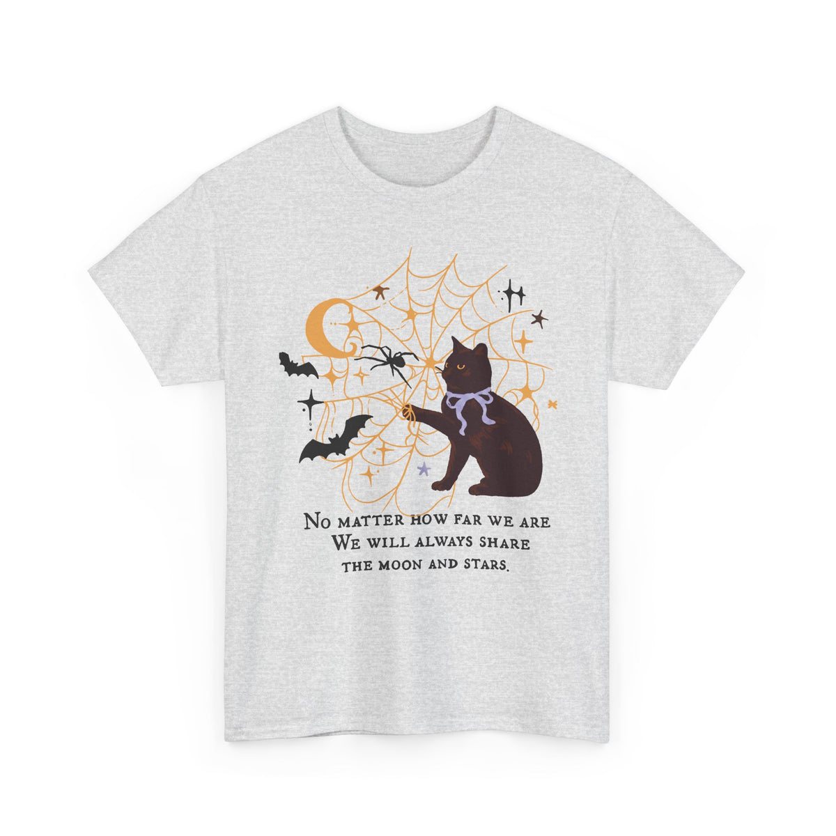 We Will Always Share The Moon And Stars Black Cat T-Shirt — Celestial Halloween Tee