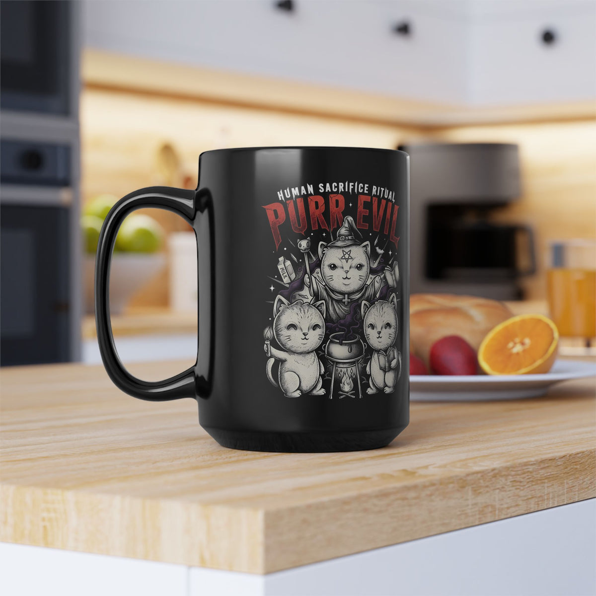 Purr Evil Witch Cats Black Mug — Spooky Alternative Magic Drinkware