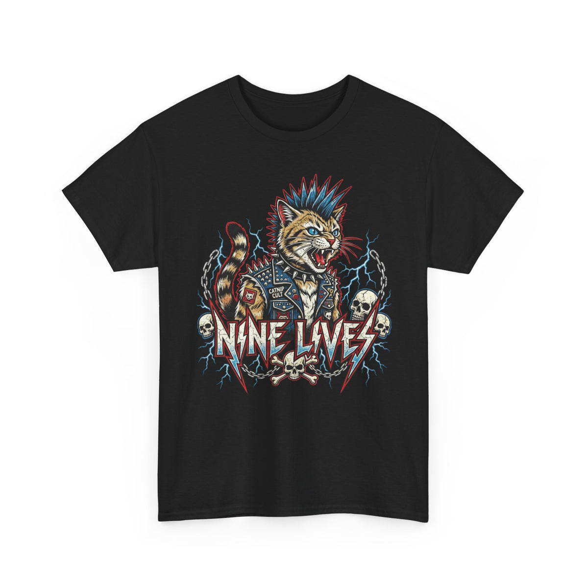 Nine Lives Cat T-Shirt — Retro Feline Graphic Tee