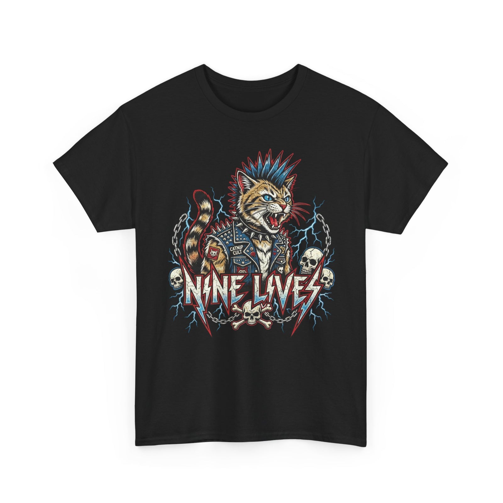 Nine Lives Cat T-Shirt — Retro Feline Graphic Tee