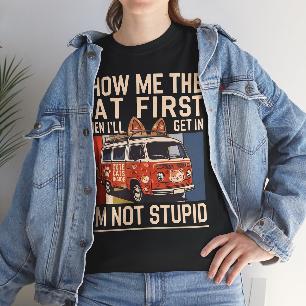 Show Me The Cat First T-Shirt — Funny Retro Camper Van Stranger Danger Tee