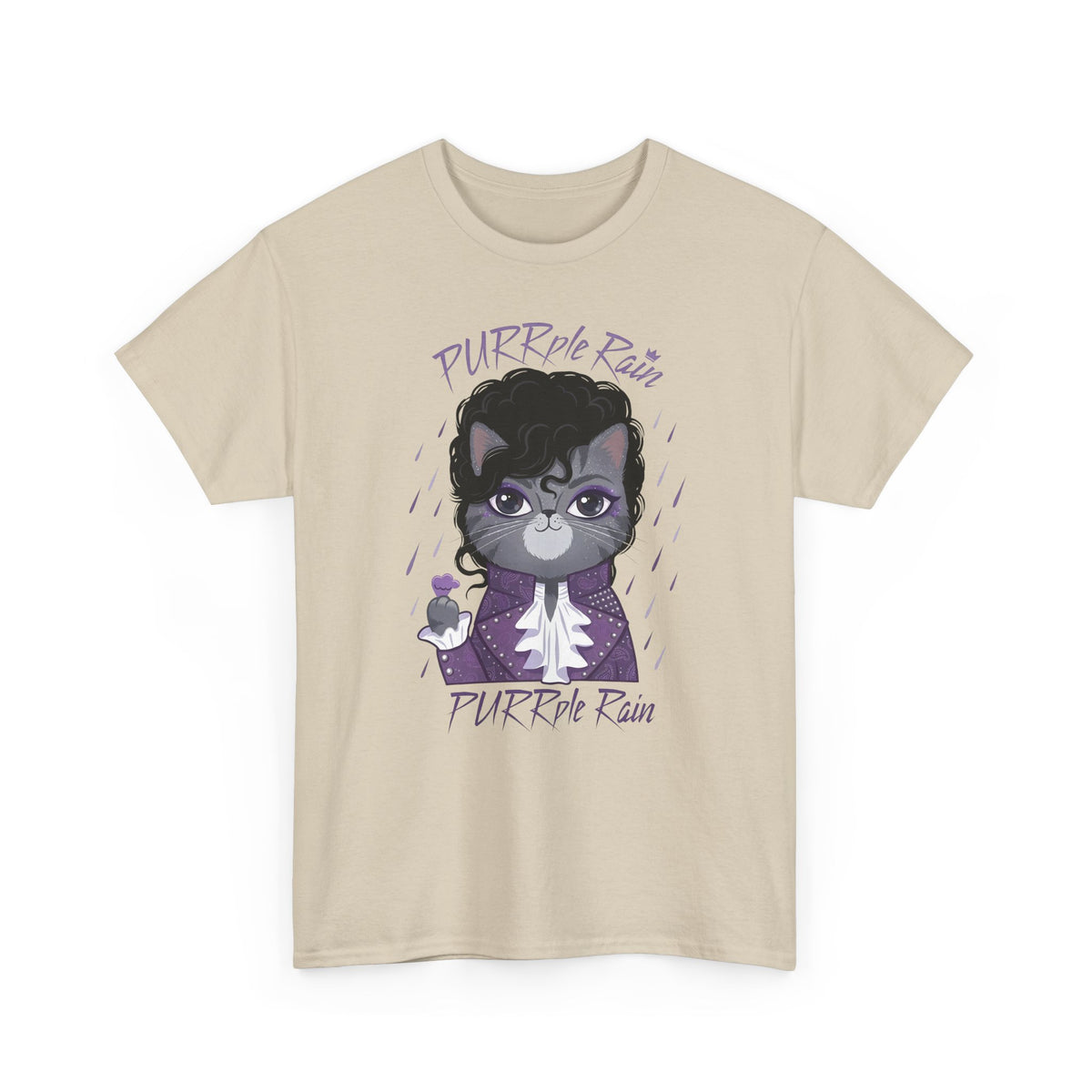 Purrple Rain Cat Parody T-Shirt — Cute Cat 'Purrple Rain' Graphic Tee