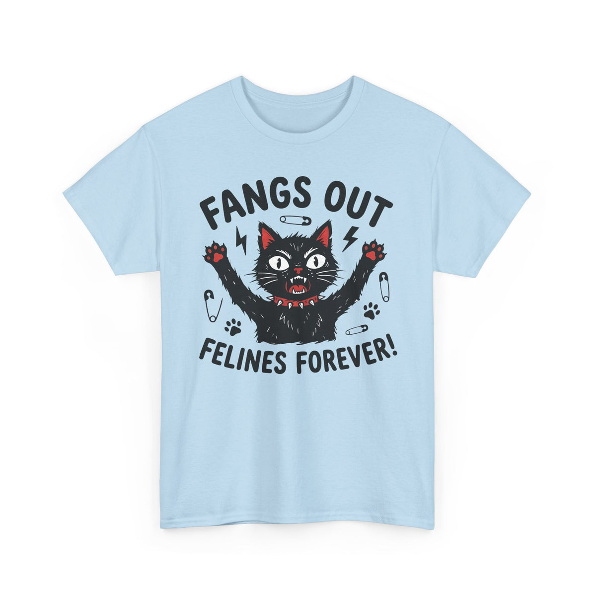 Fangs Out Felines Forever Tee — Cat Lover Graphic T‑Shirt