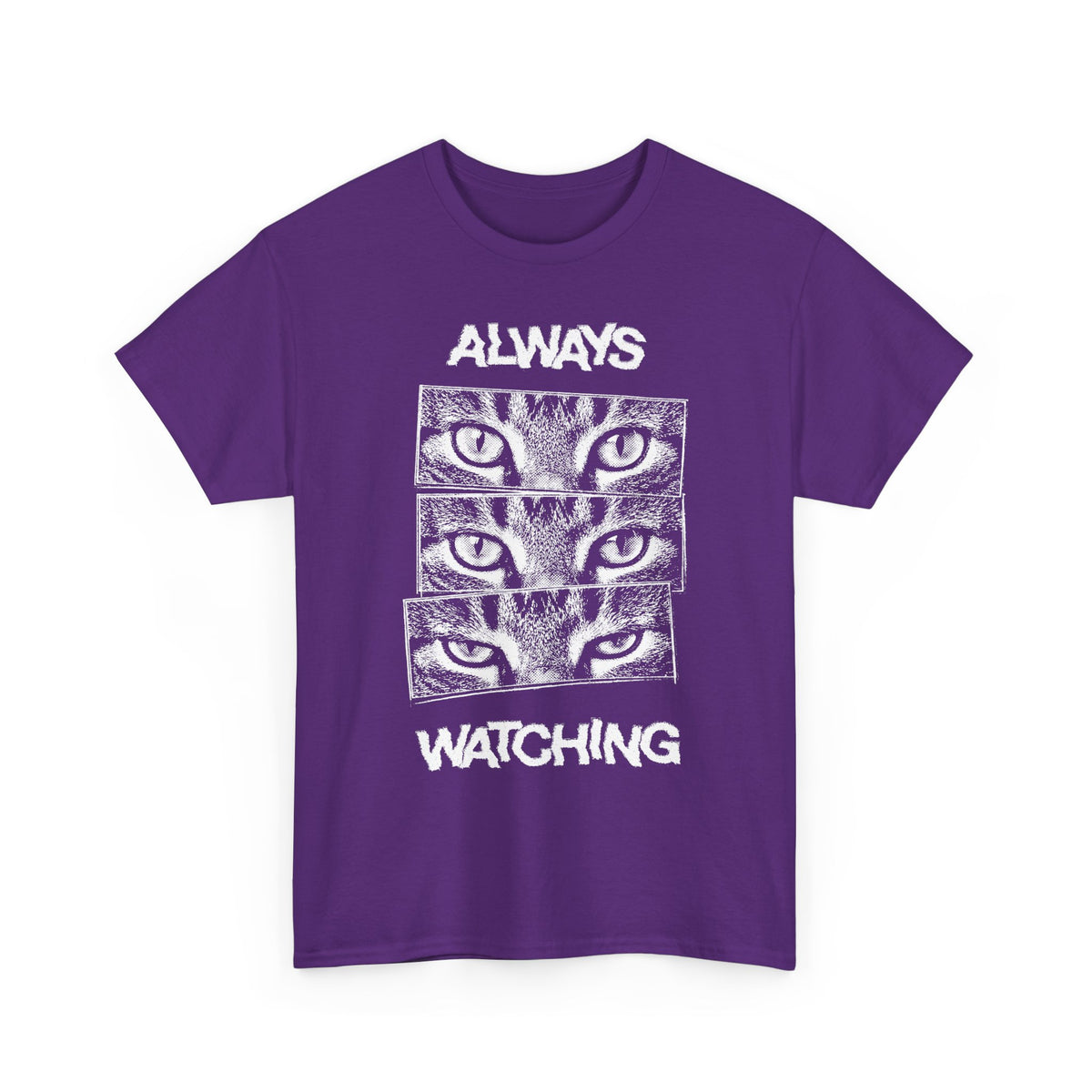 Always Watching Cat T-Shirt — Funny Grunge Black and White Feline Eyes Tee