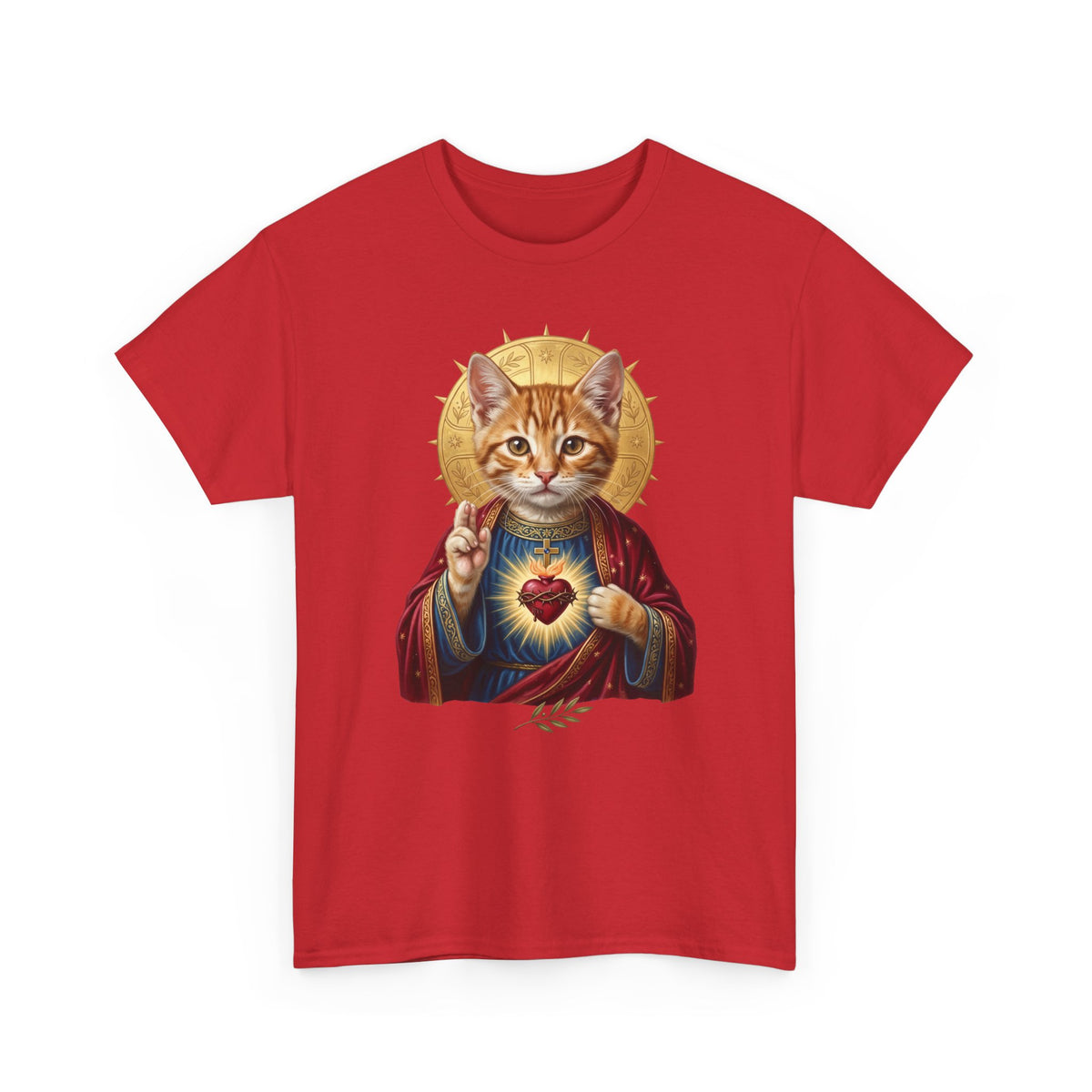 Sacred Heart Cat T-Shirt — Christian Religious Cat Lover Graphic Tee