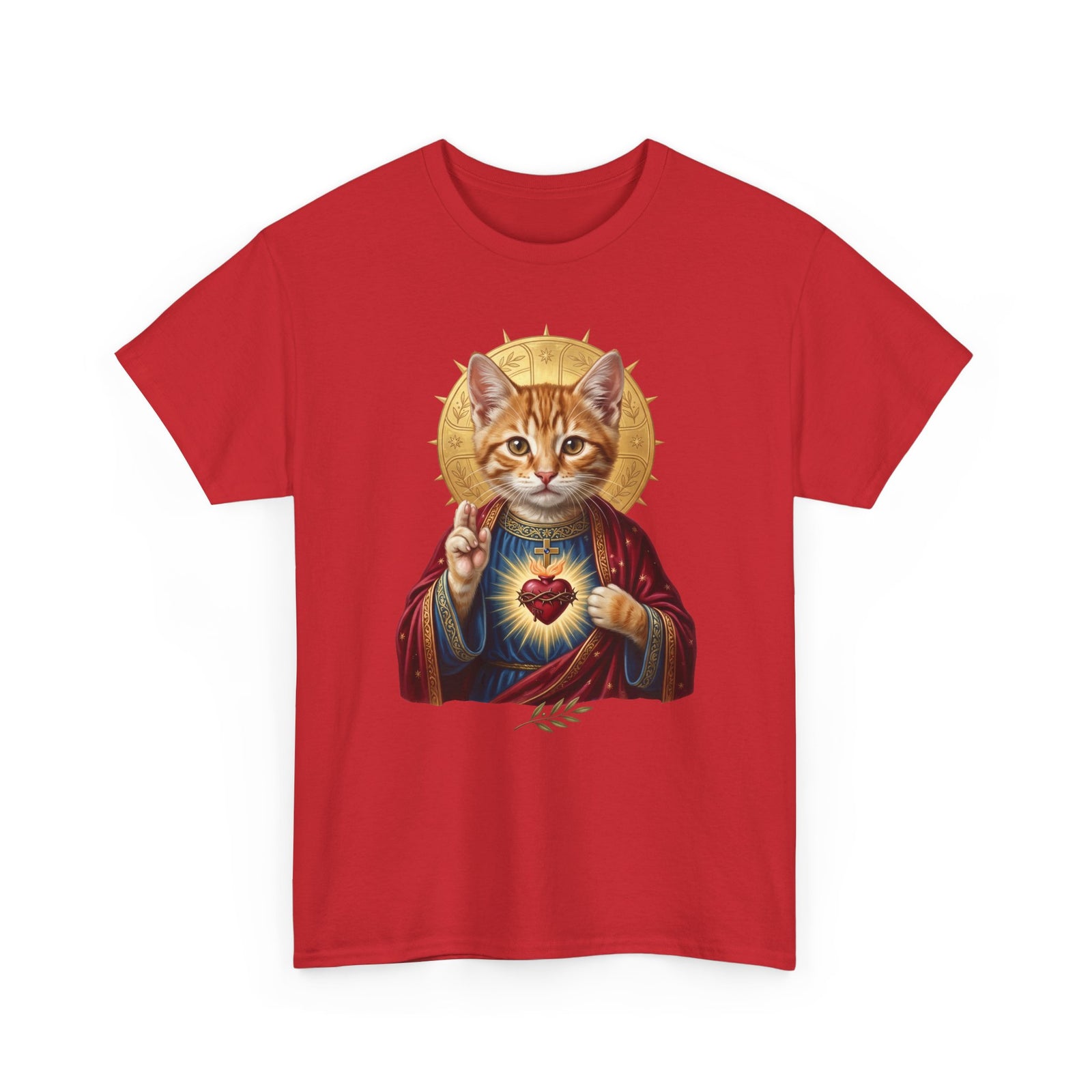 Sacred Heart Cat T-Shirt — Christian Religious Cat Lover Graphic Tee