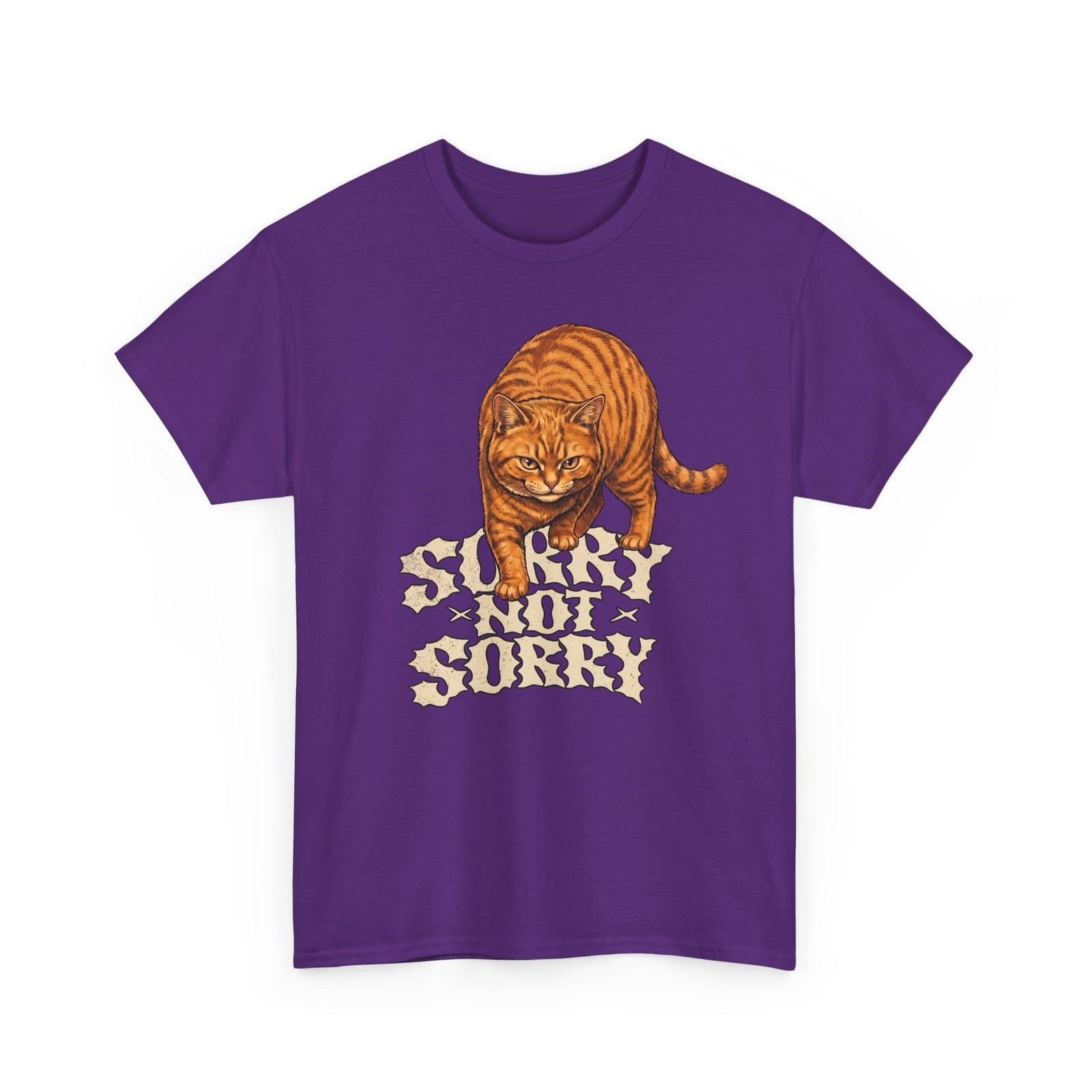 Sorry Not Sorry Cat T-Shirt — Funny Sarcastic Orange Tabby Tee