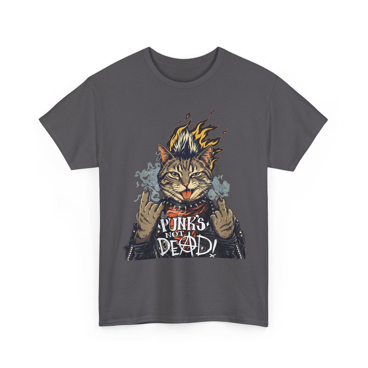 Punks Not Dead Cat T-Shirt — Funny Rebel Punk Rock Tabby Tee