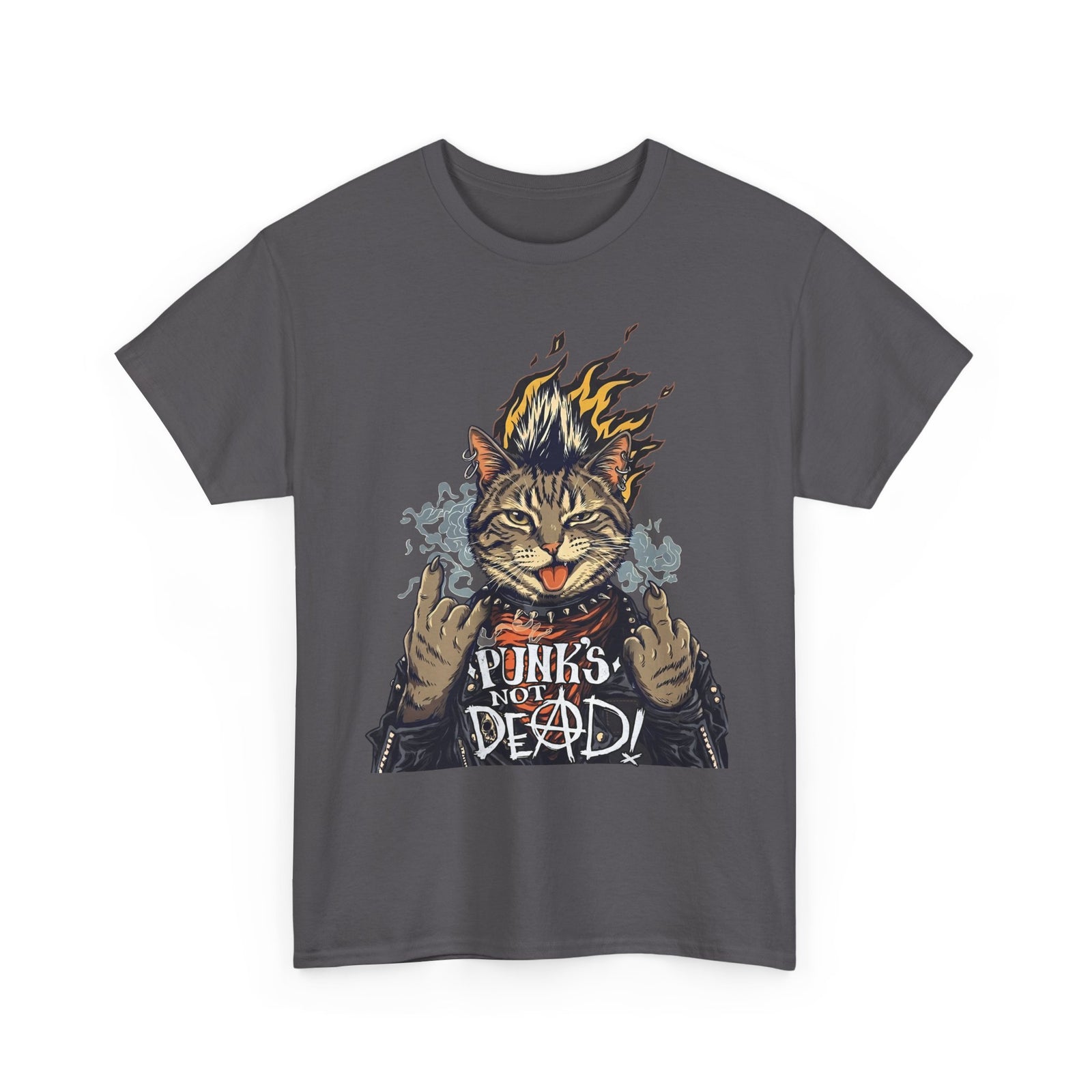 Punks Not Dead Cat T-Shirt — Funny Rebel Punk Rock Tabby Tee