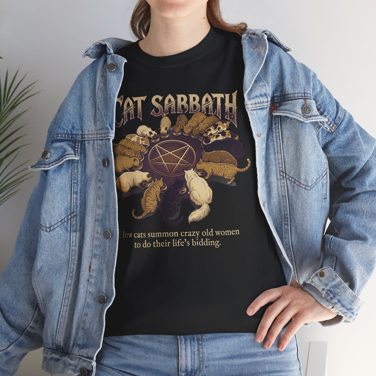 Cat Sabbath Tee — Vintage Occult Cat Shirt with How Cats Summon Crazy Old Women…