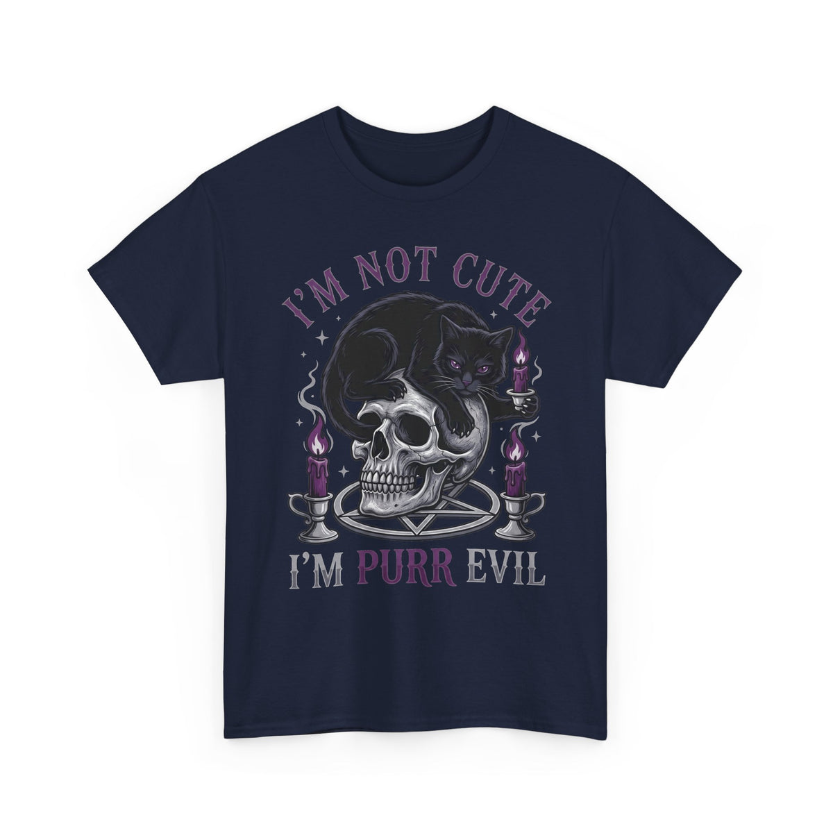 I'm Not Cute I'm Purr Evil T-Shirt – Gothic Cat Skull Tee