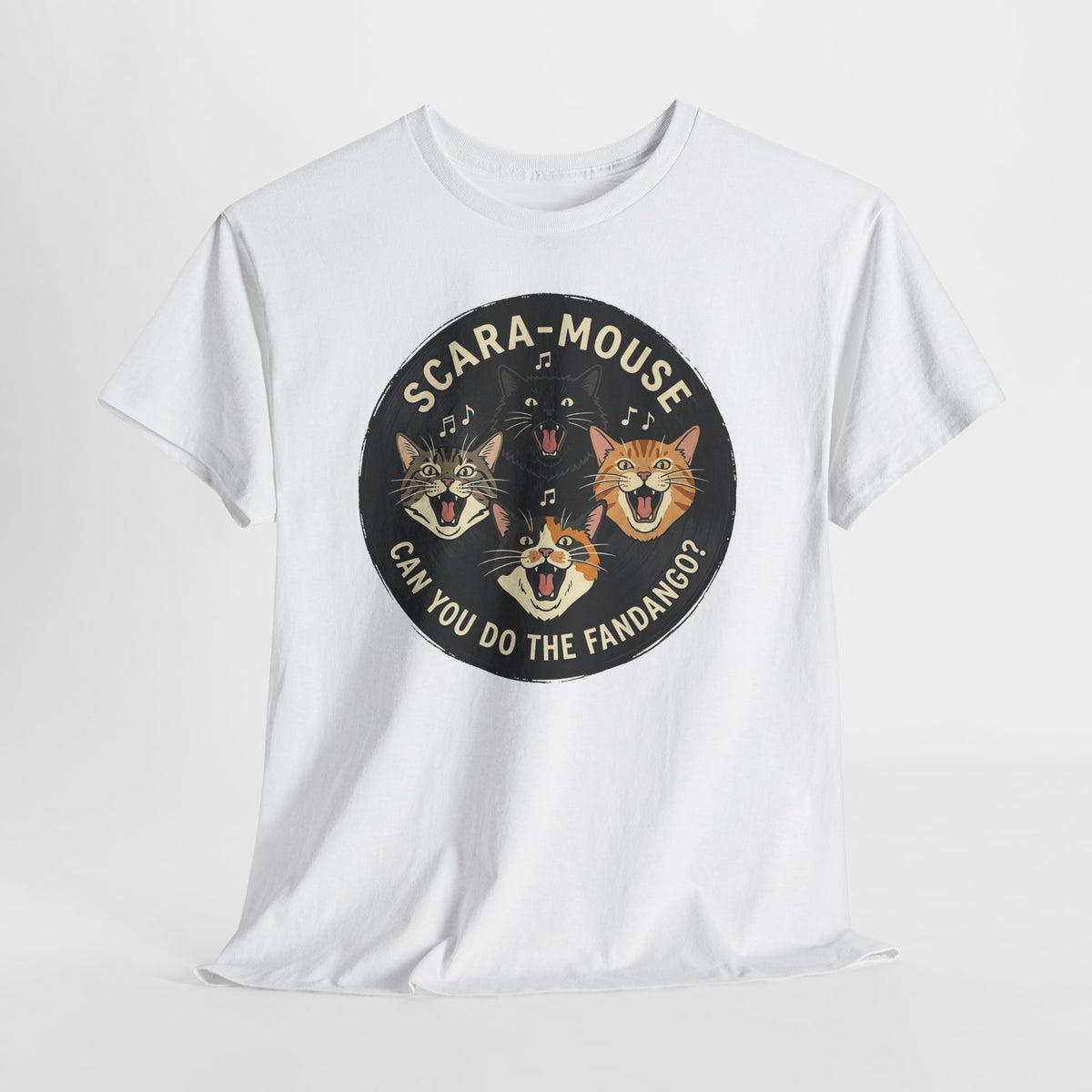 Scaramouse Cat Band Tee “Scara-Mouse: Can You Do the Fandango?” Vintage Rock Cat T-Shirt