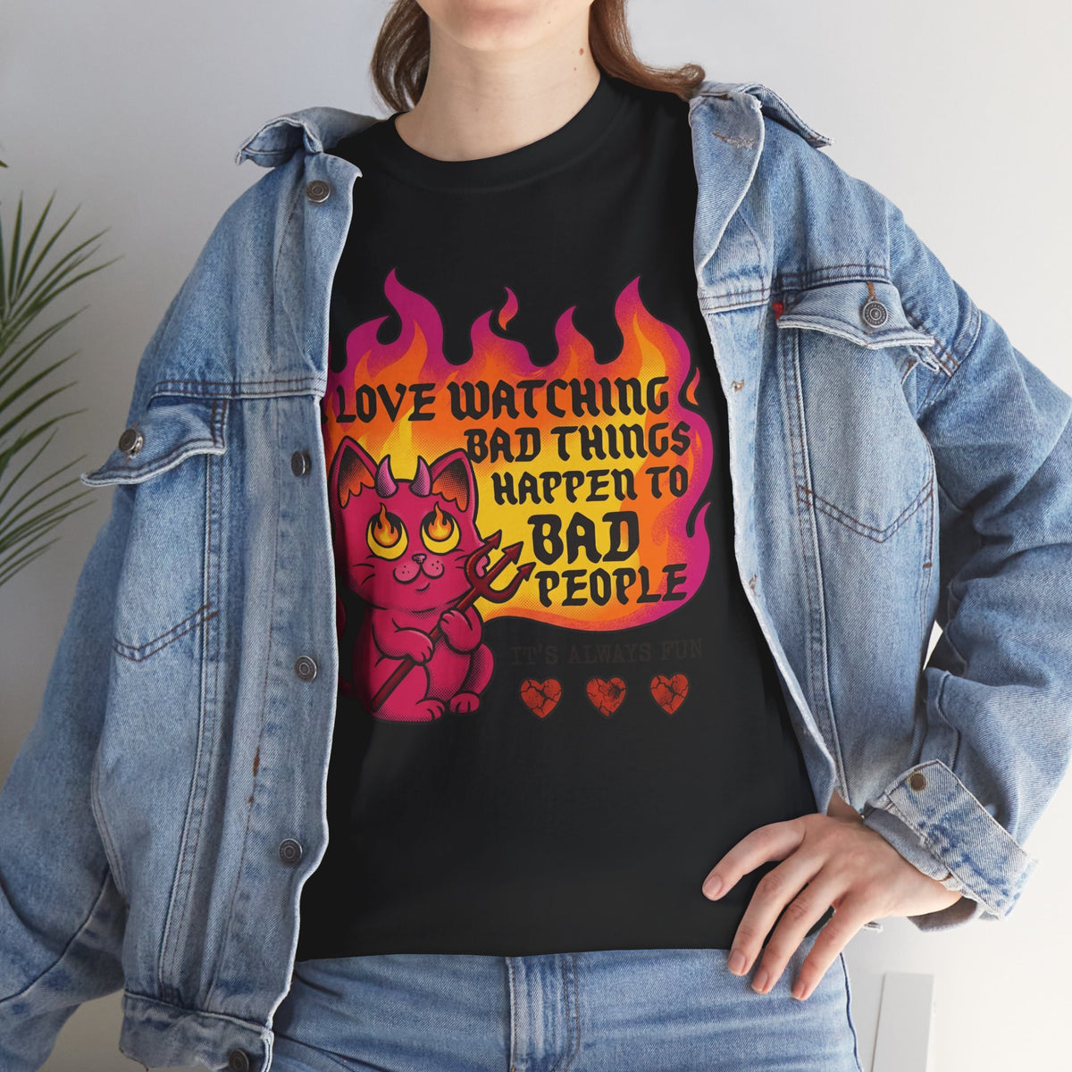 Evil Cat 'I Love Watching Bad Things' T-Shirt