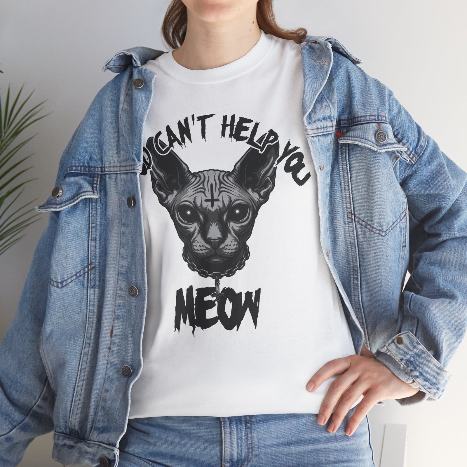 Sphynx Cat "Sorry I Can't Help You, Meow" Graphic T-Shirt