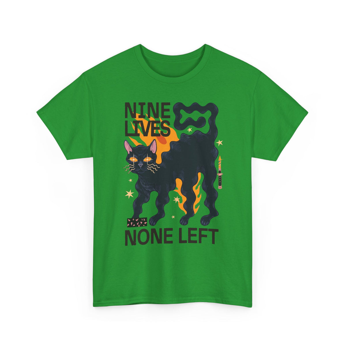 Nine Lives None Left T-Shirt — Edgy Spooky Black Cat Graphic Tee