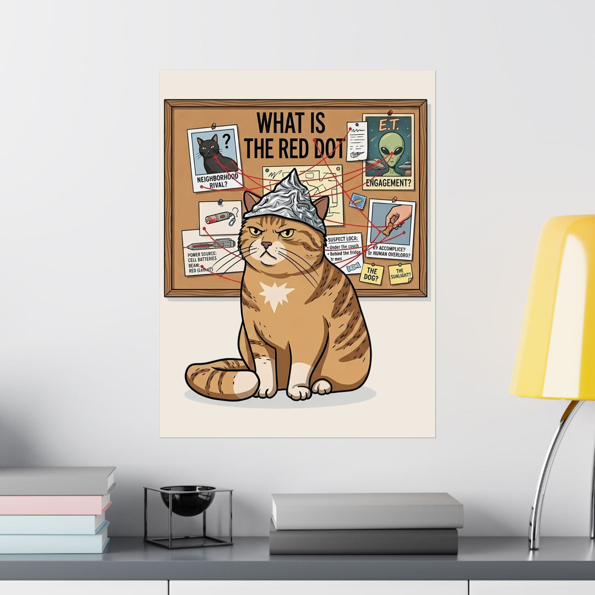 Funny Cat Conspiracy Poster "What Is The Red Dot?" Laser Pointer Humor