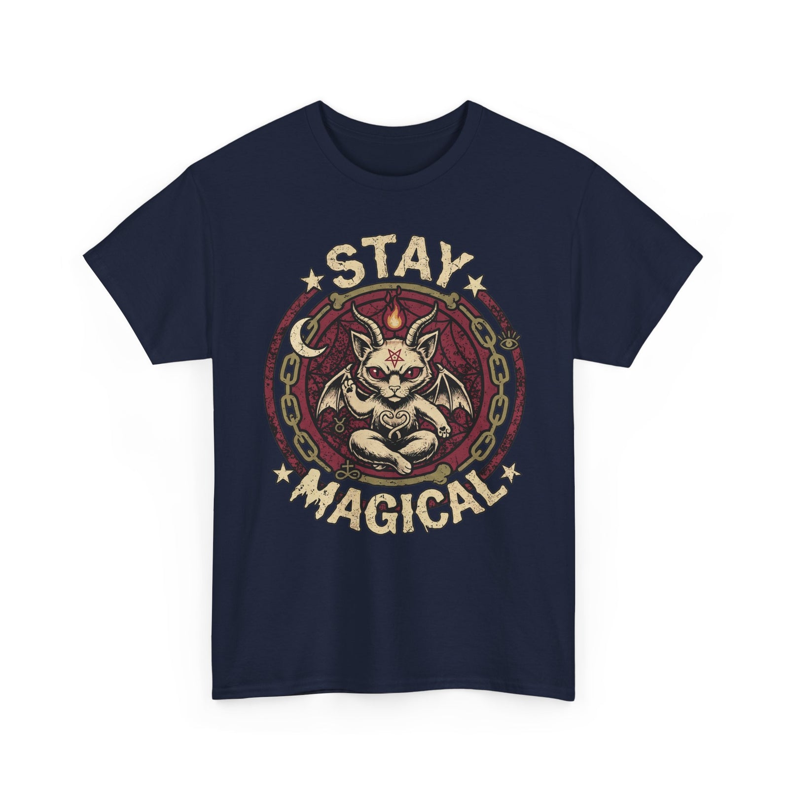 Stay Magical Baphomet Cat — Occult Gothic Aesthetic Graphic Art