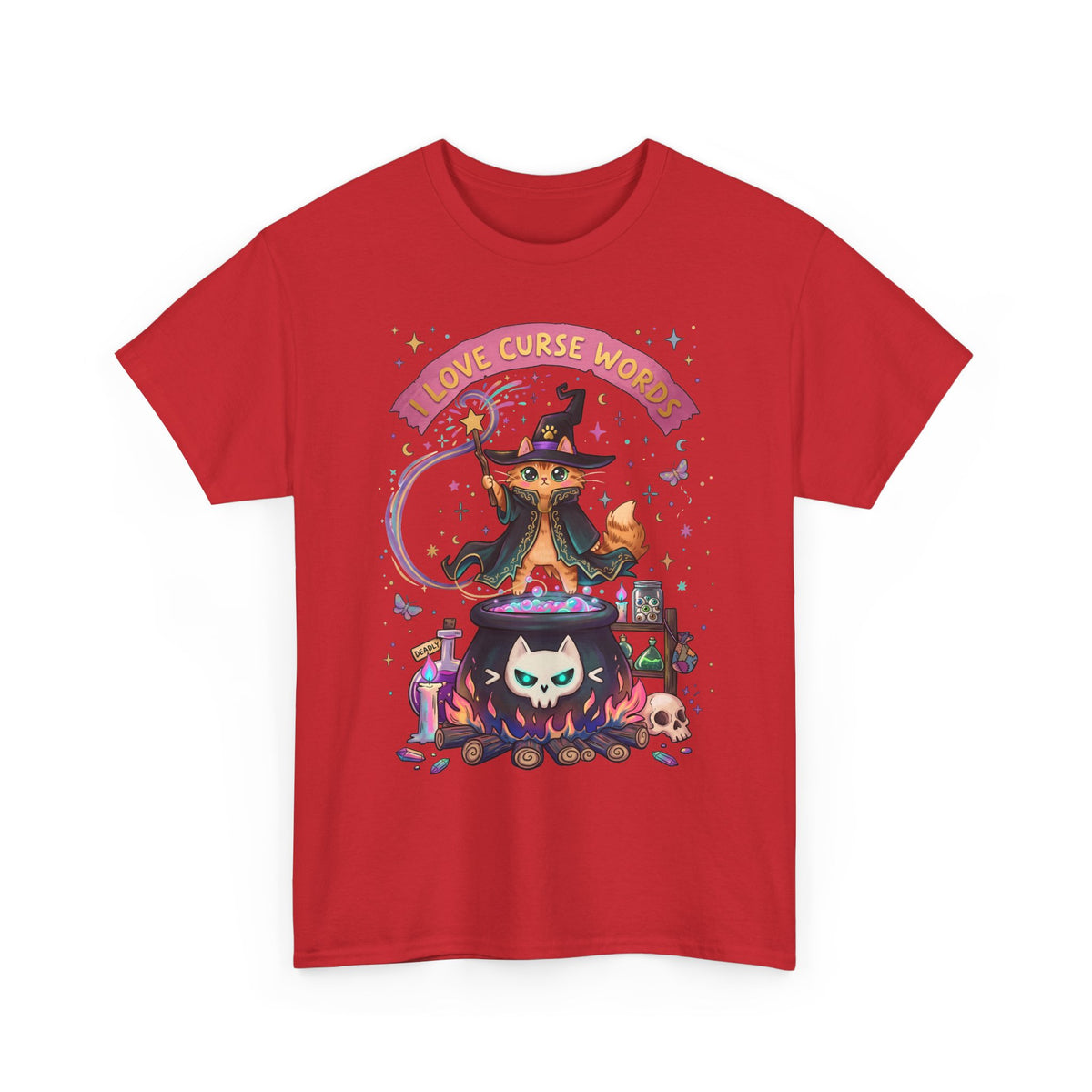 I Love Curse Words Wizard Cat T-Shirt — Cute Witchy Cauldron Tee