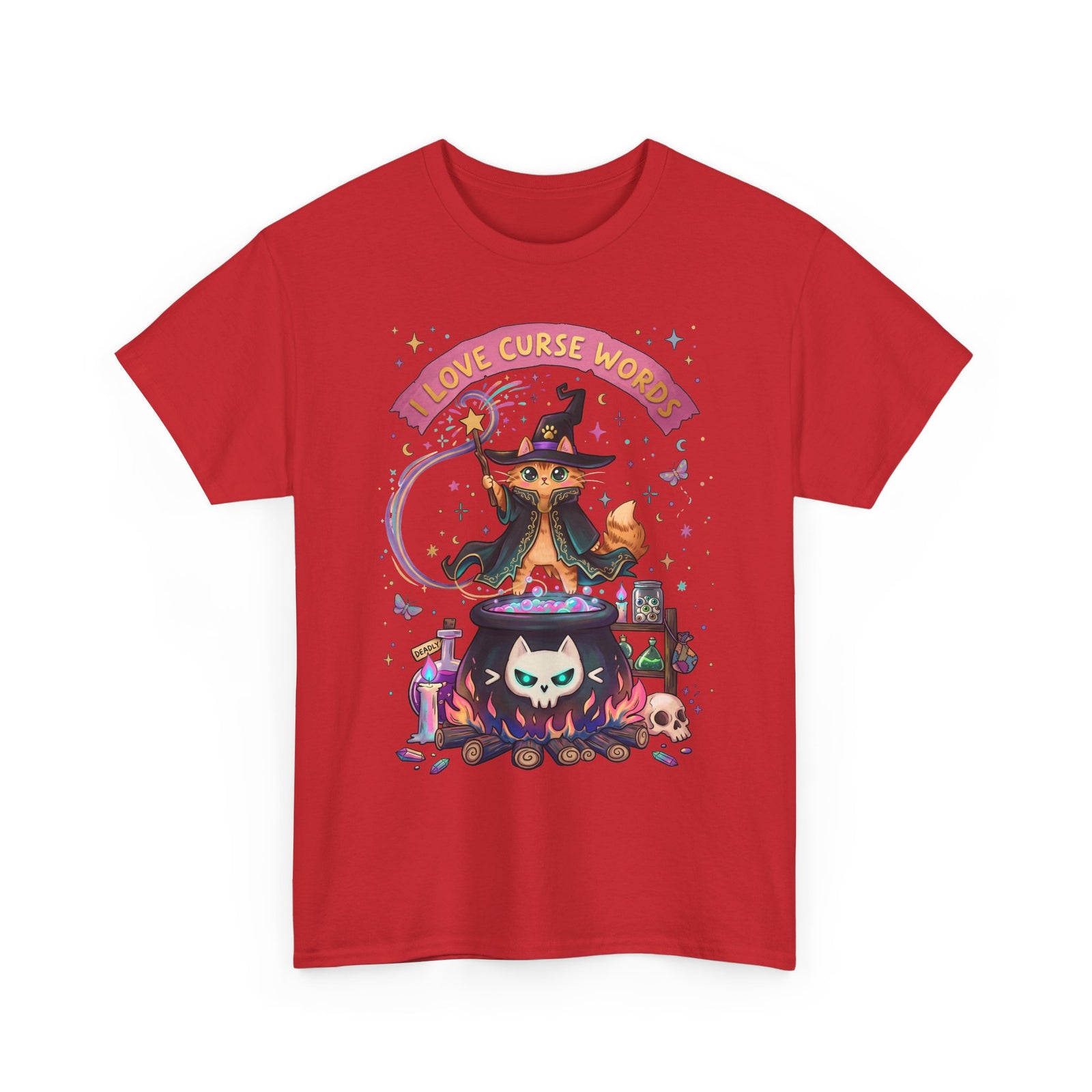 I Love Curse Words Wizard Cat T-Shirt — Cute Witchy Cauldron Tee