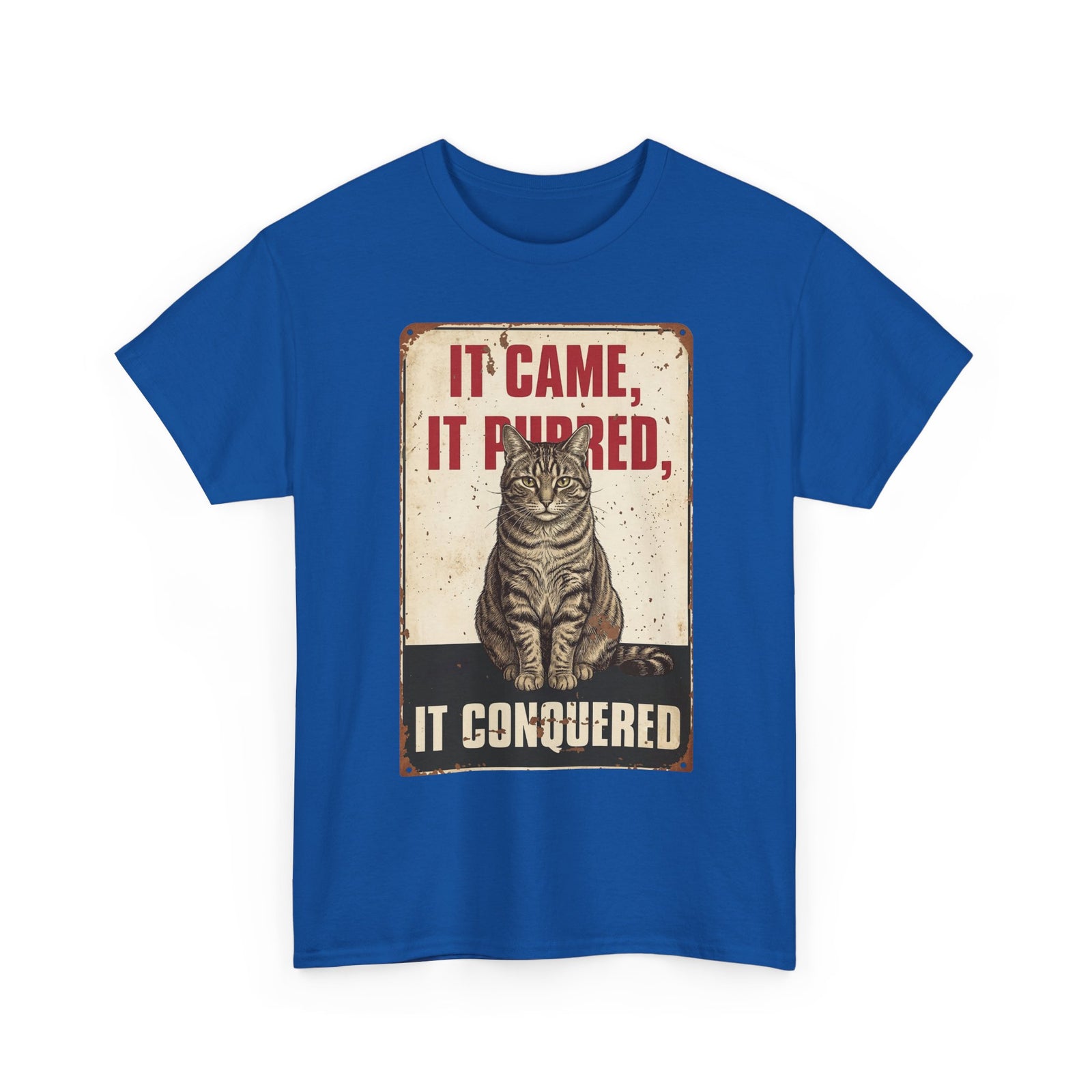 Cat T-Shirt 'It Came, It Purred, It Conquered' Vintage Cat Graphic Tee