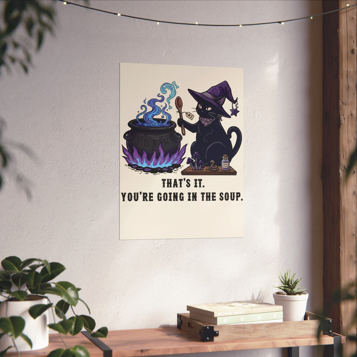 Black Cat “Purrfect Potion” Poster — Witchy Cat Graphic Poster