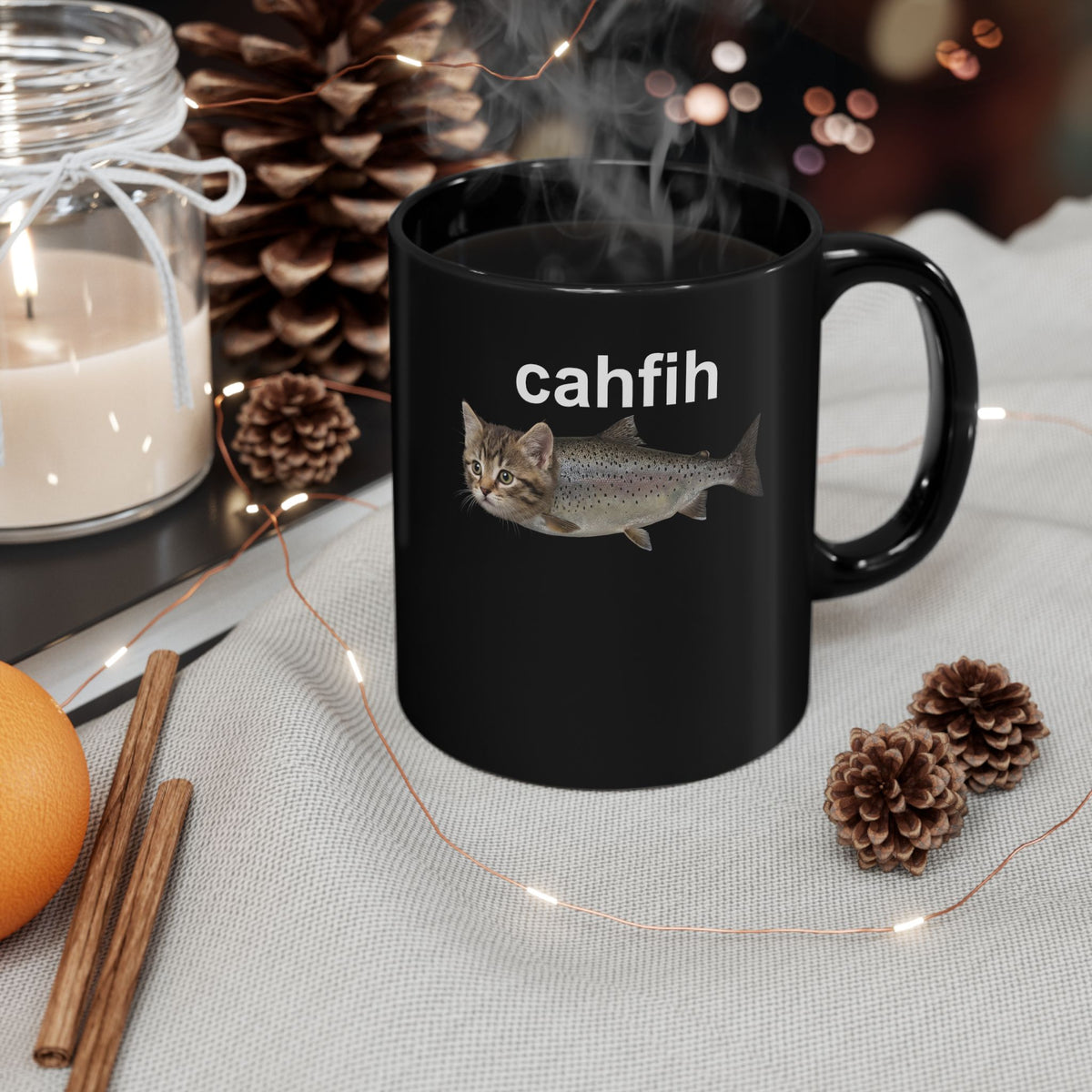 Cahfih Catfish Black Mug — Funny Catfish Design