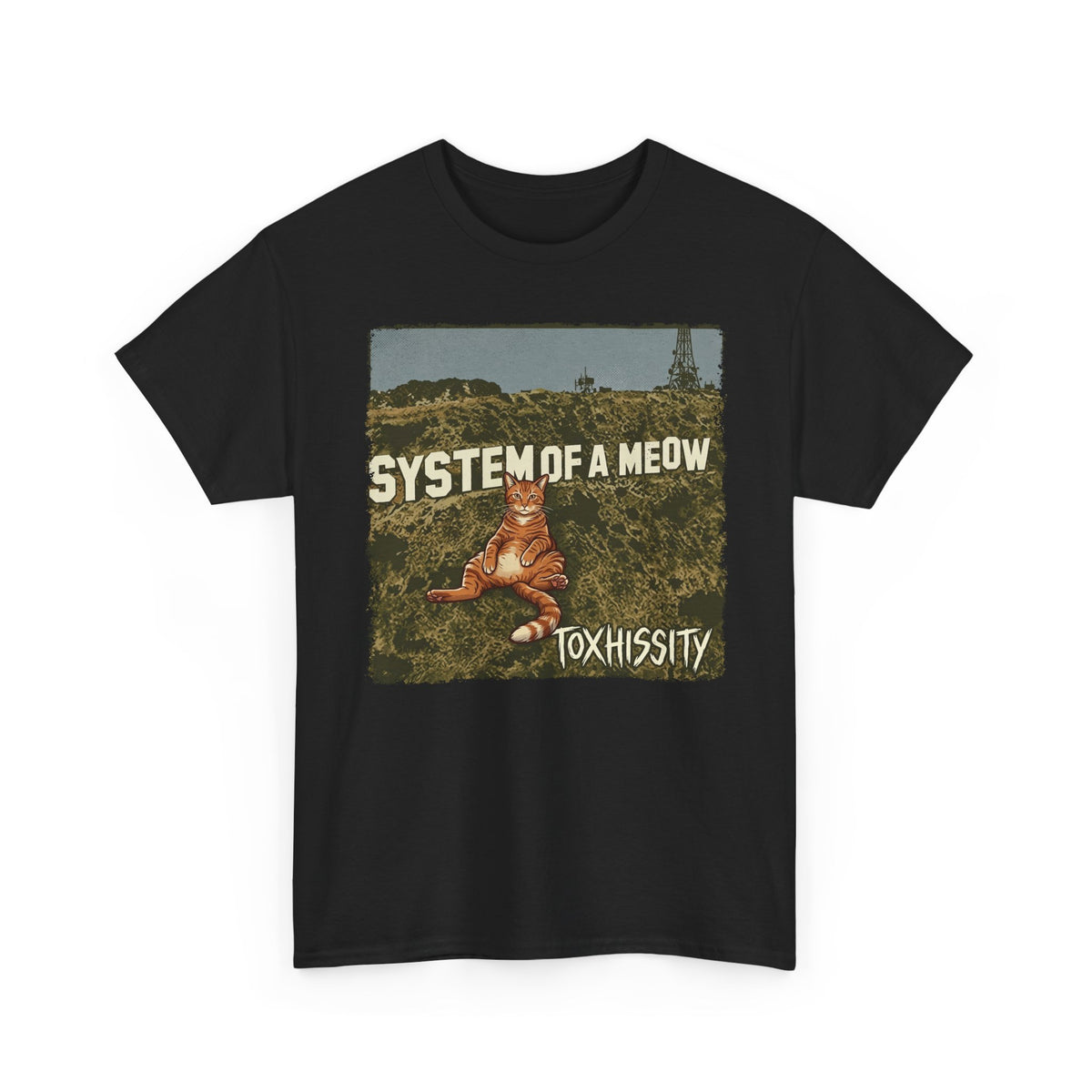 System of a Meow Cat Band Tee — "Toxhissity" Vintage Rock T-Shirt