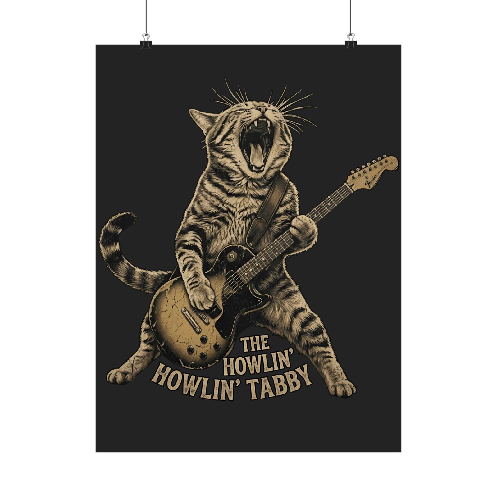 Howlin' Howlin' Tabby Poster — Retro Cat Graphic Poster