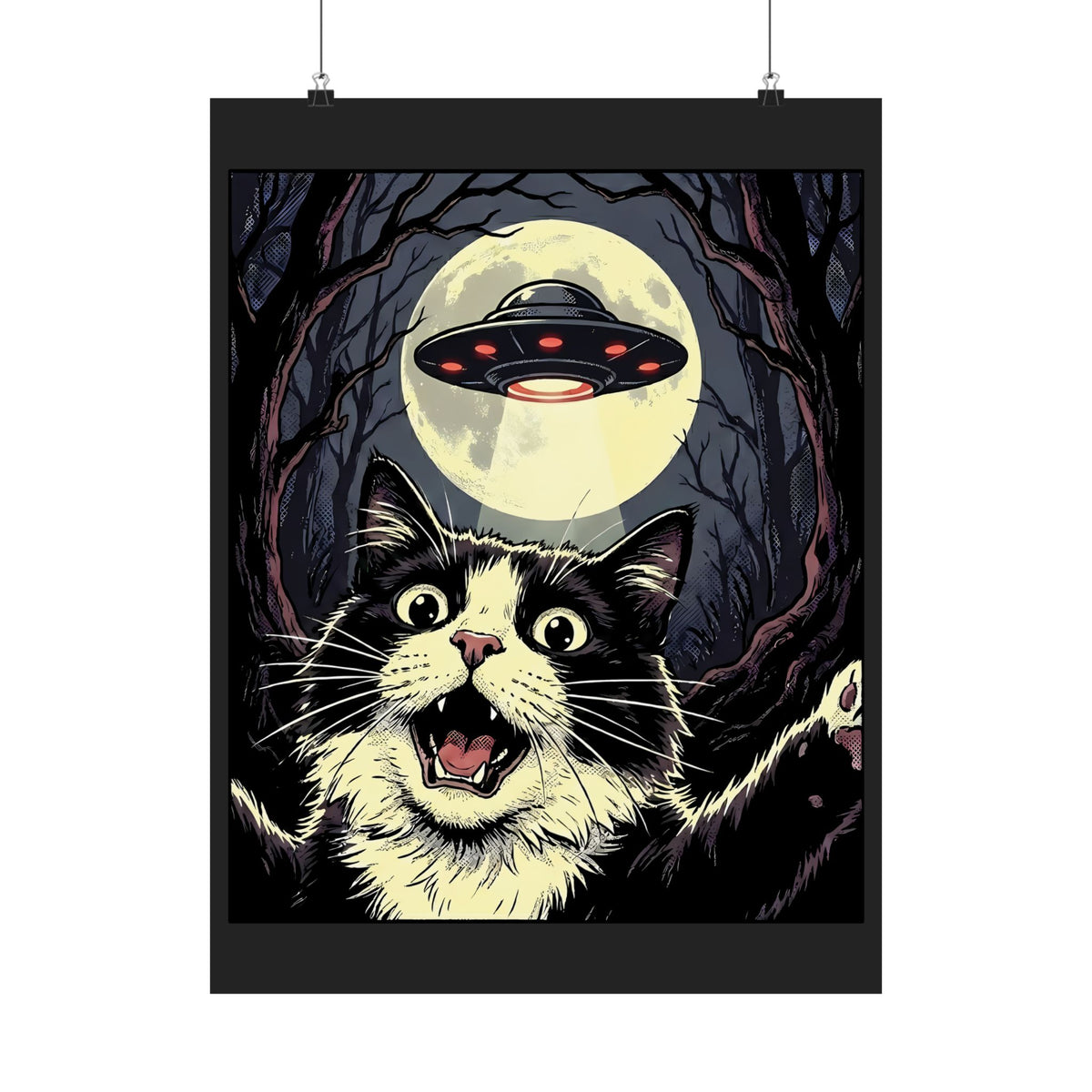 Cat Selfie With UFO Poster