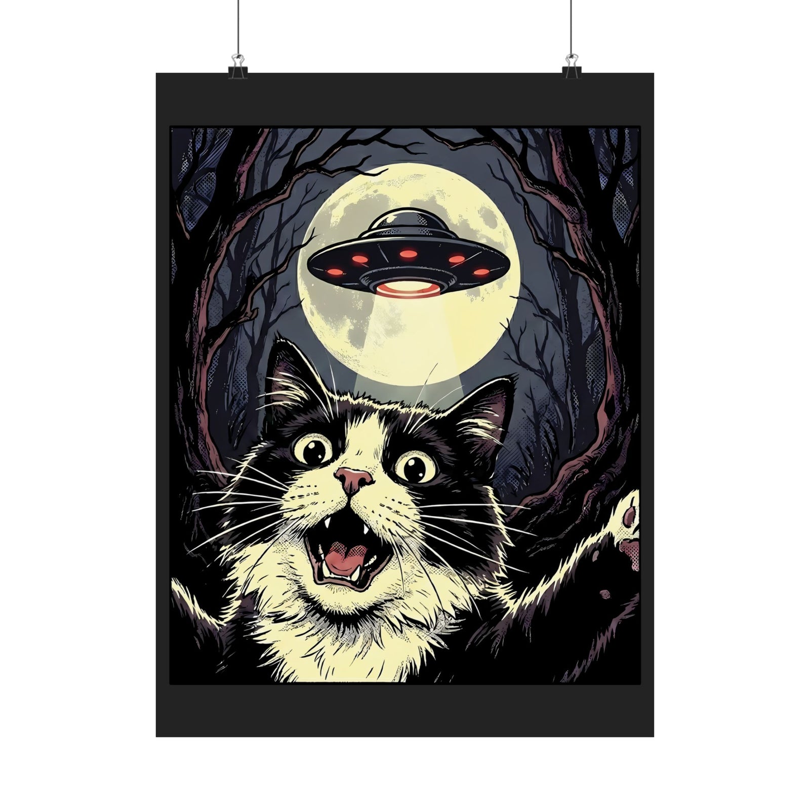 Cat Selfie With UFO Poster