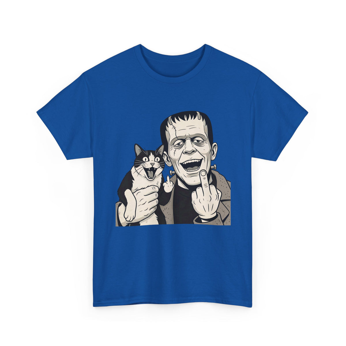Frankenstein Cat T‑Shirt — Cute Spooky Cat & Frankenstein Design