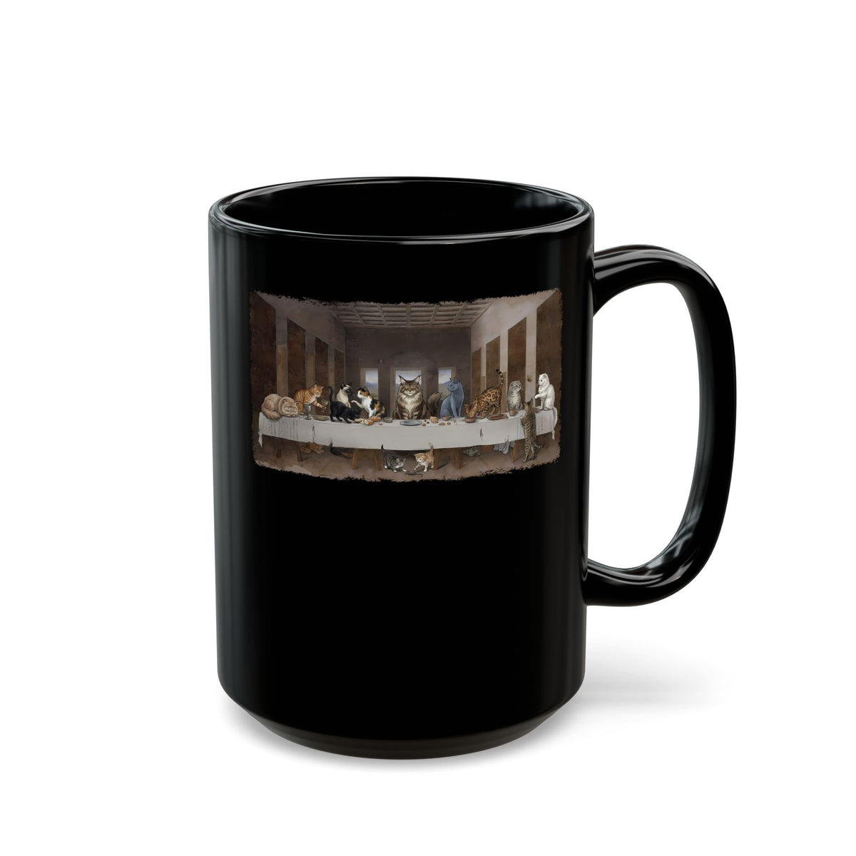 The Cat Supper Black Mug