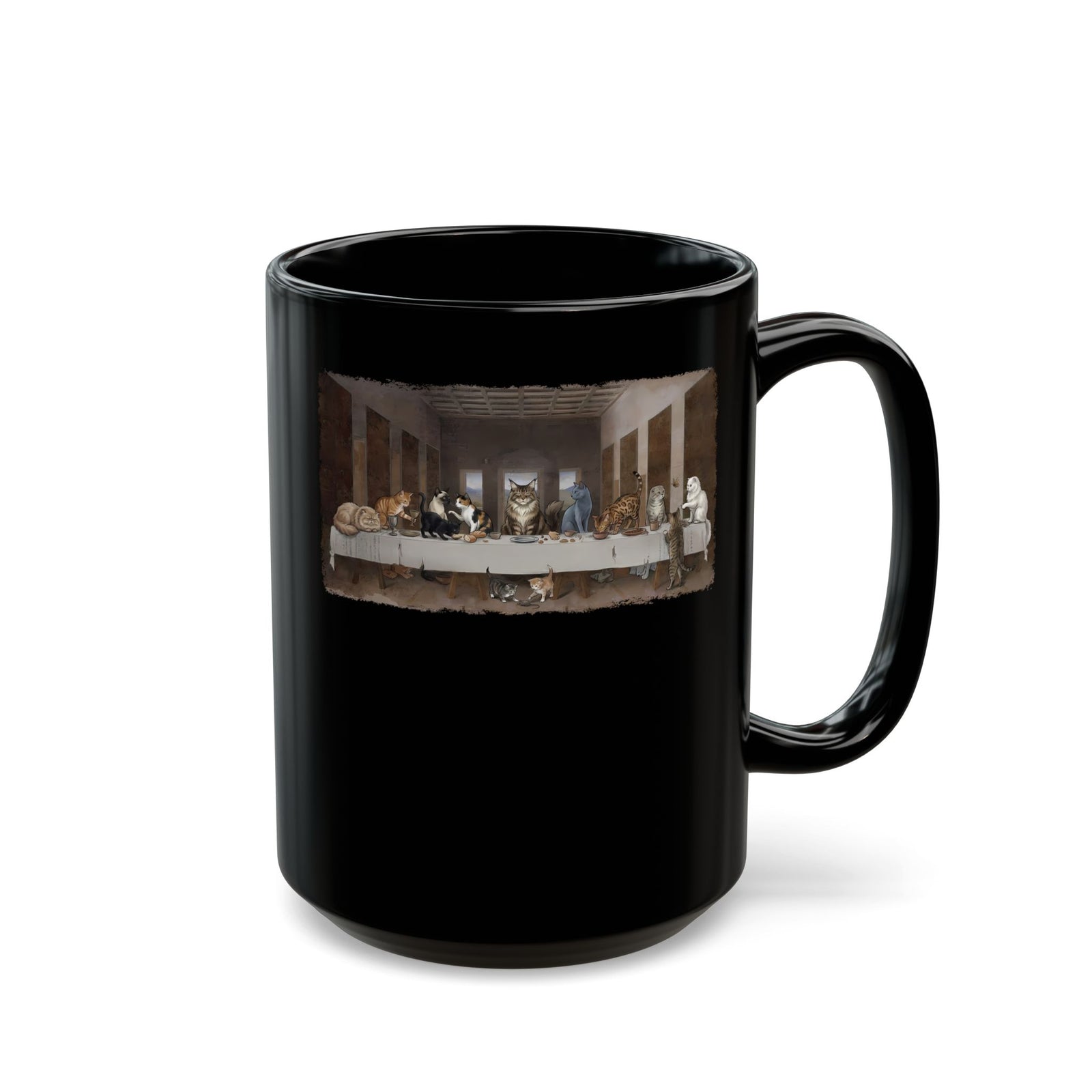 The Cat Supper Black Mug