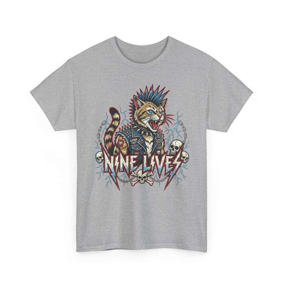 Nine Lives Cat T-Shirt — Retro Feline Graphic Tee