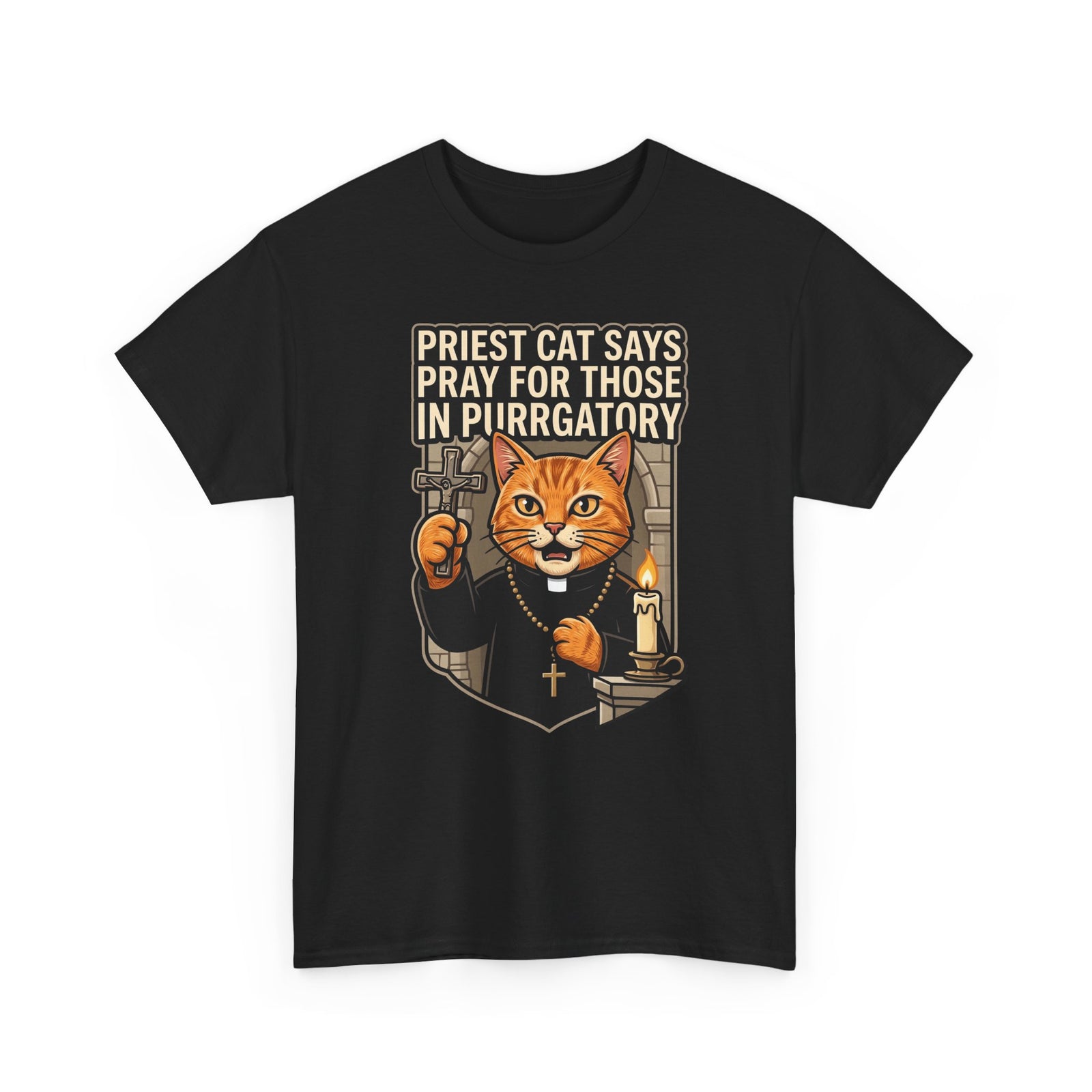 Priest Cat 'Pray For Those In Purratory' T-Shirt