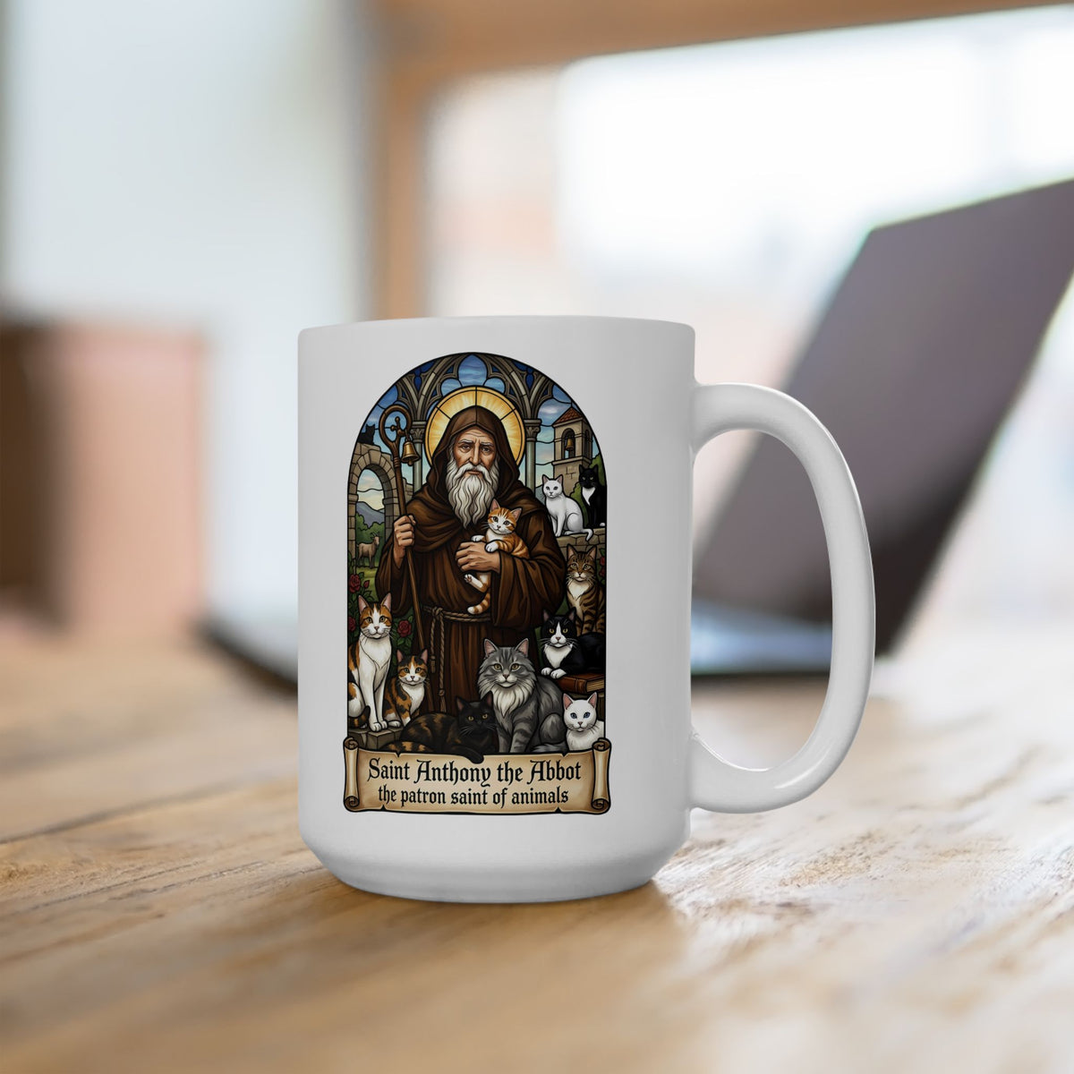 Saint Anthony the Abbot Cat Ceramic Mug Patron Saint of Animals Mug