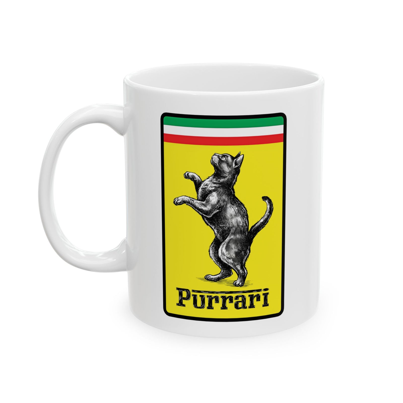 Purrari Mug — Cat Racing Graphic Ceramic Mug