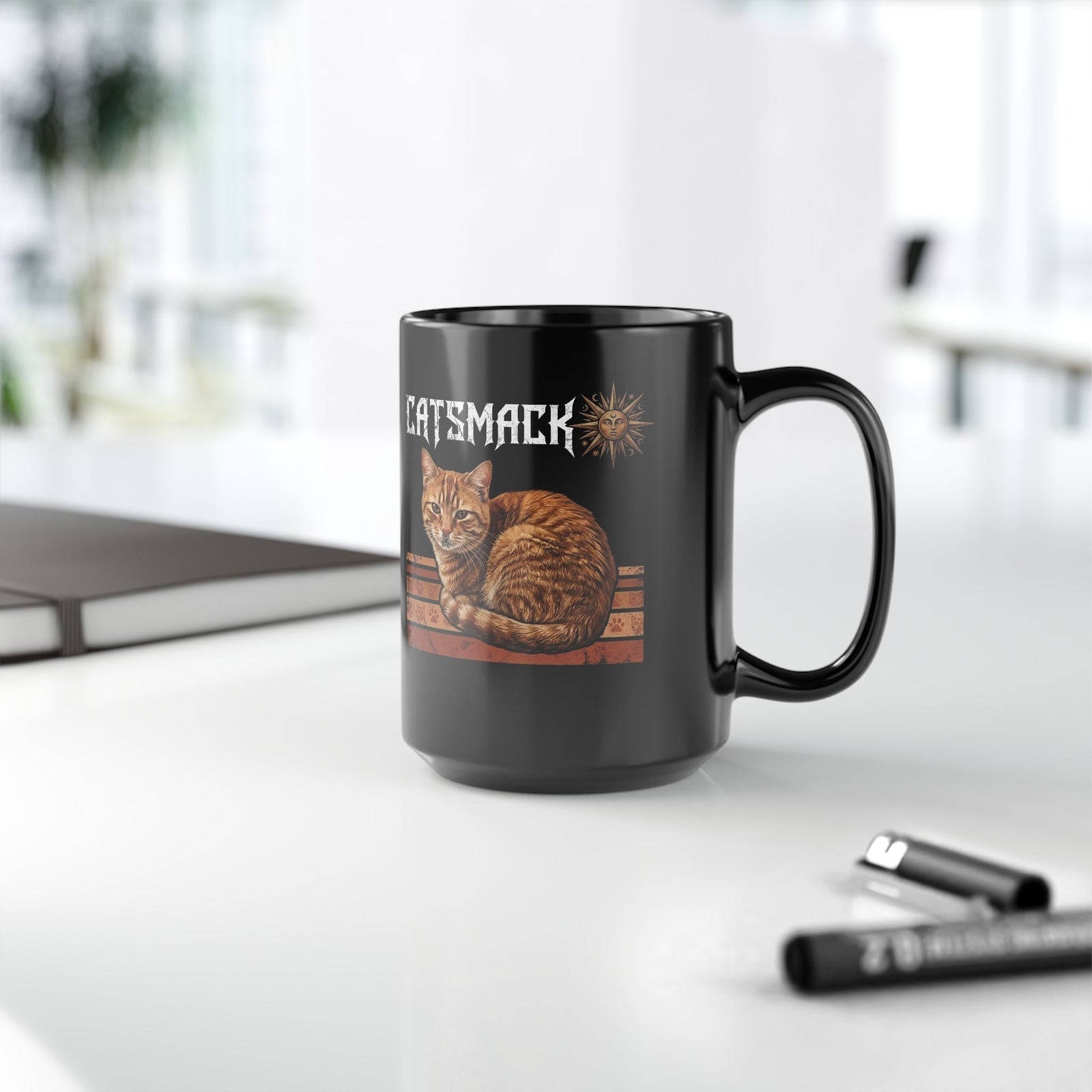 Catsmack Cat Graphic Black Mug