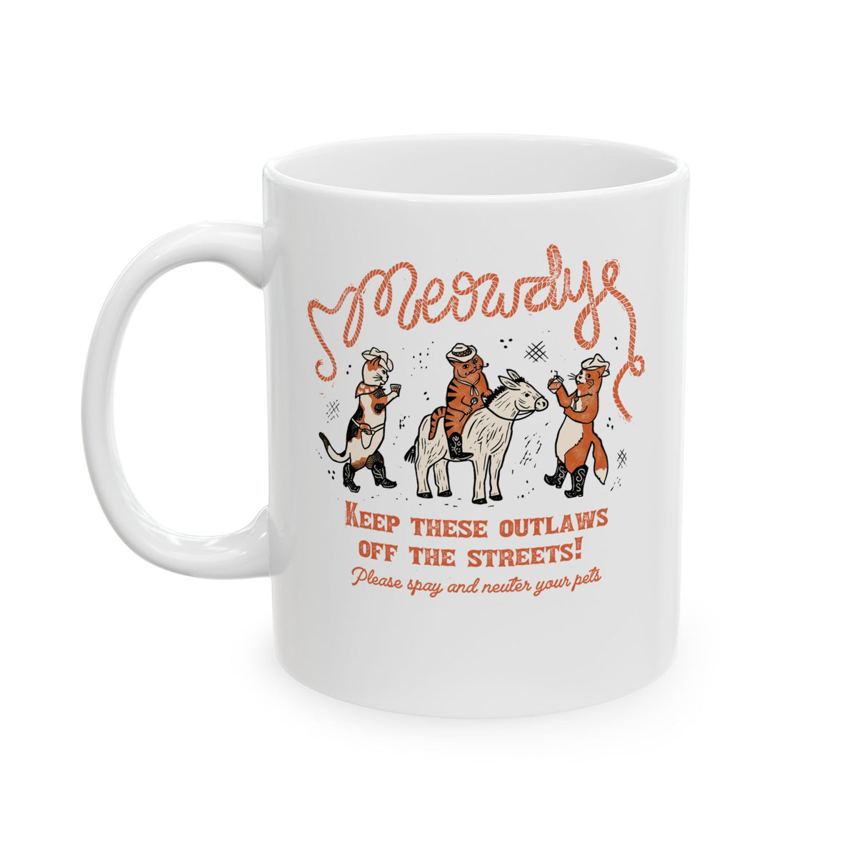 Meowdy Cat Ceramic Mug — Funny Cowgirl Cat Mug