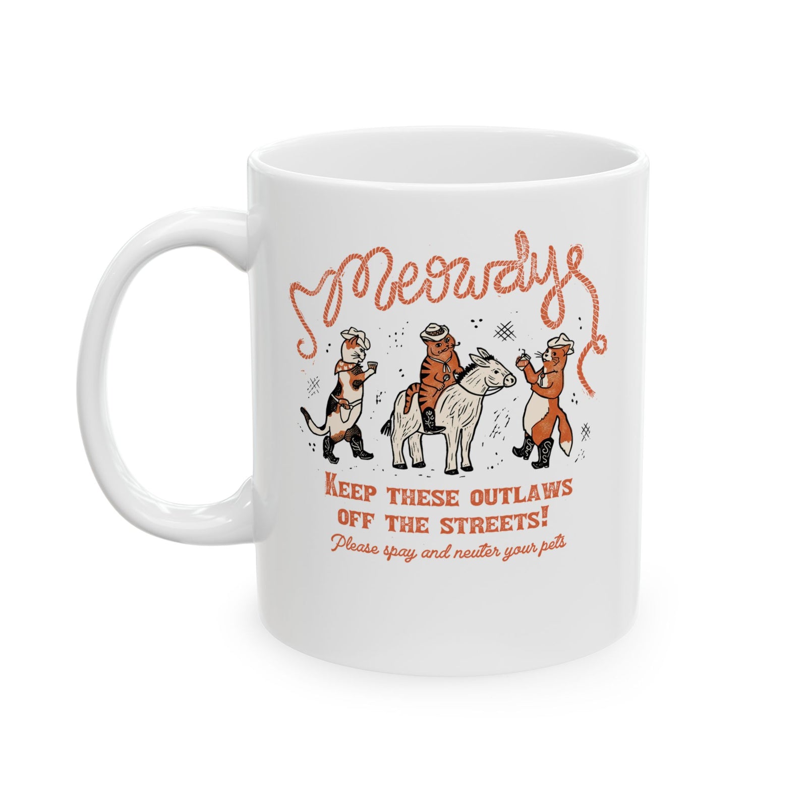 Meowdy Cat Ceramic Mug — Funny Cowgirl Cat Mug