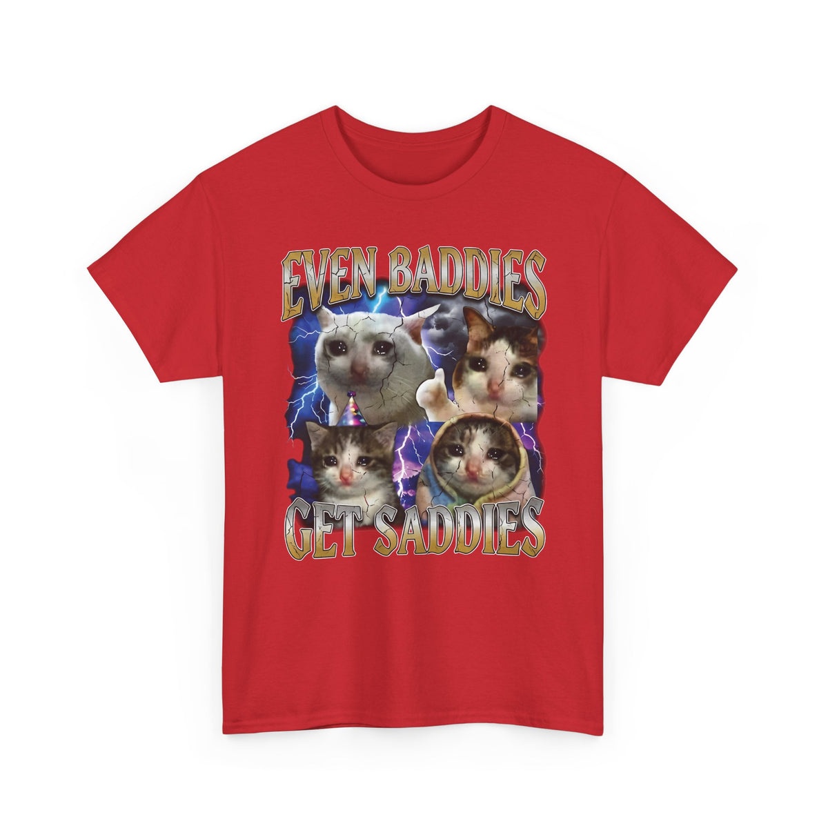 Even Baddies Get Saddies Cat Meme T-Shirt